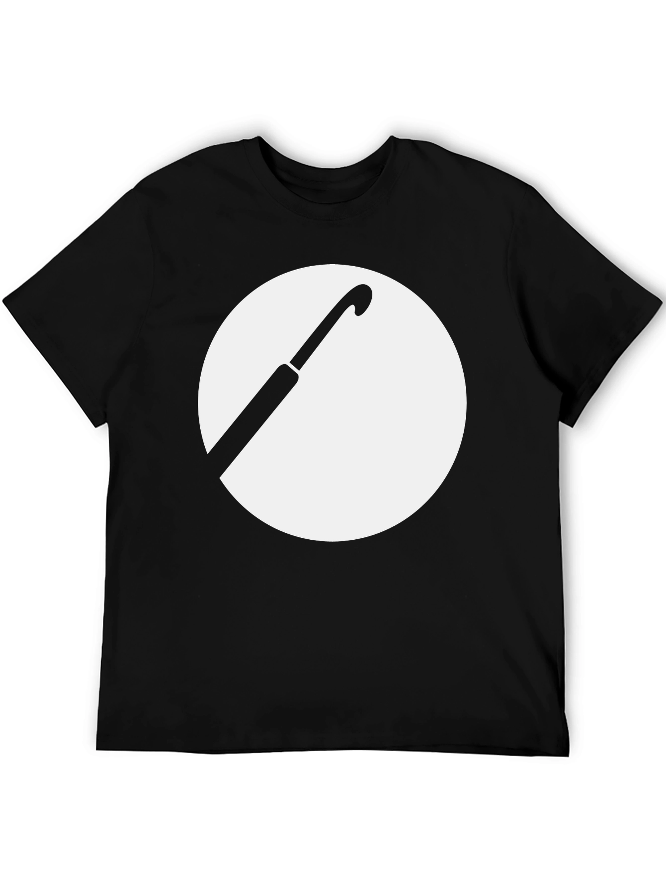Black T-Shirt with Hook and Circle Graphic
