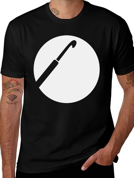Black T-Shirt with Hook and Circle Graphic