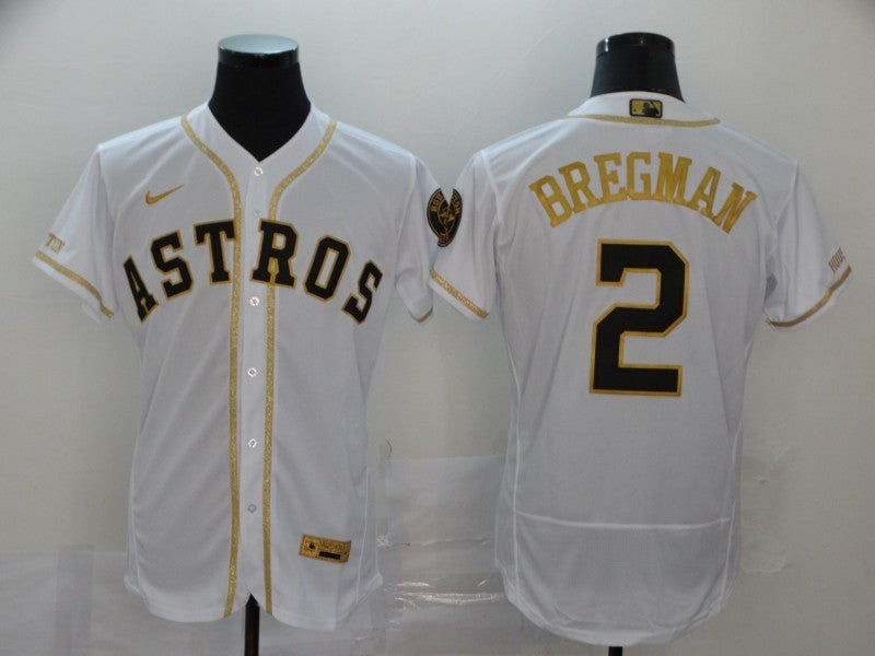 Men's Houston Astros Alex Bregman #2 White Authentic Game Jerseys