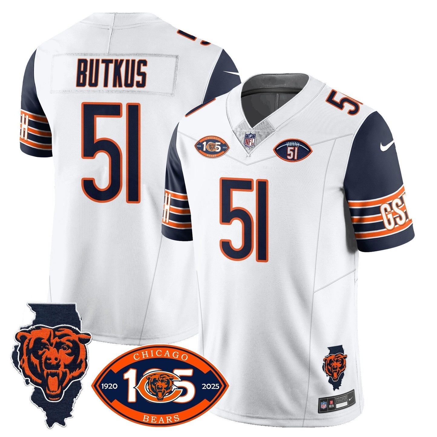 Men���s Chicago Bears 1920-2025 The Chicago Bears Vapor Limited Jersey ��� All Stitched