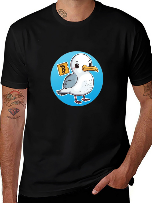 Bitcoin Seagull Graphic T-Shirt - Crypto Fan Apparel