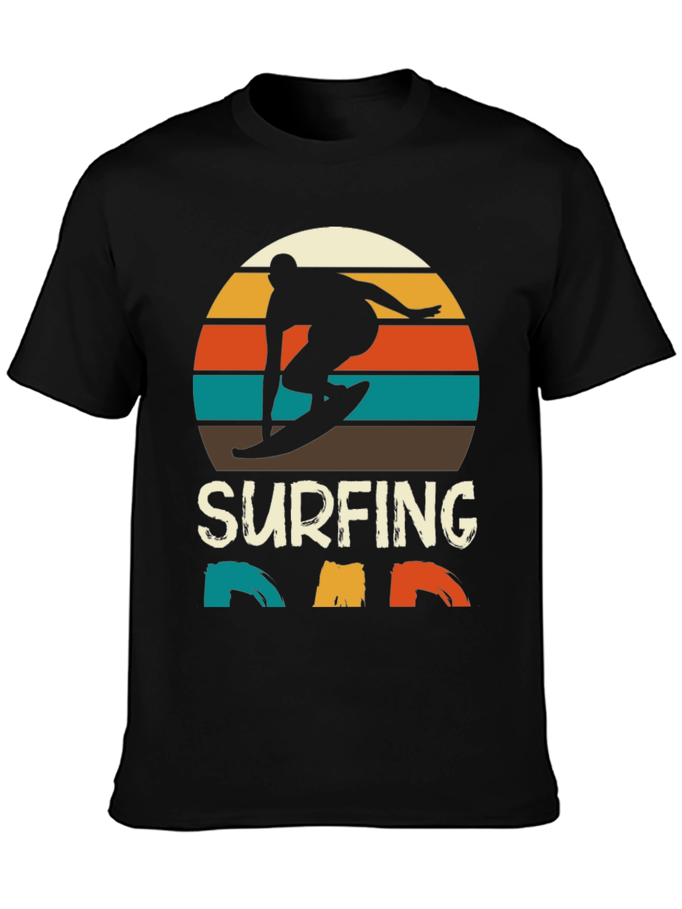 Surfing Dad Retro T-Shirt | Surfer Silhouette