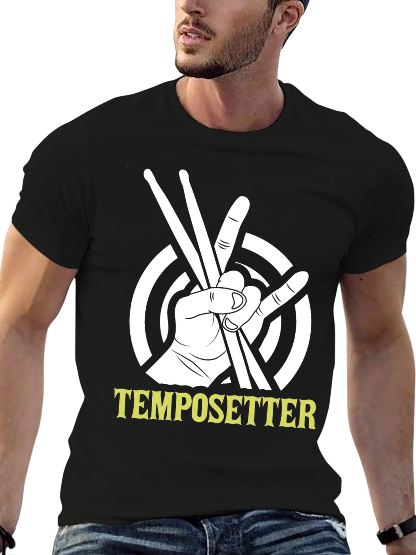 Tempo Setter T-Shirt - Drummer Hand Drumsticks Music Tee