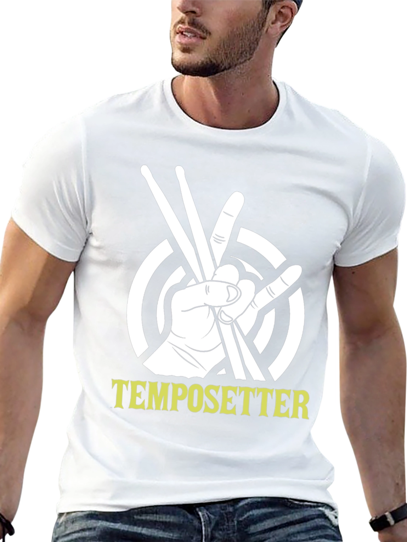 Tempo Setter T-Shirt - Drummer Hand Drumsticks Music Tee
