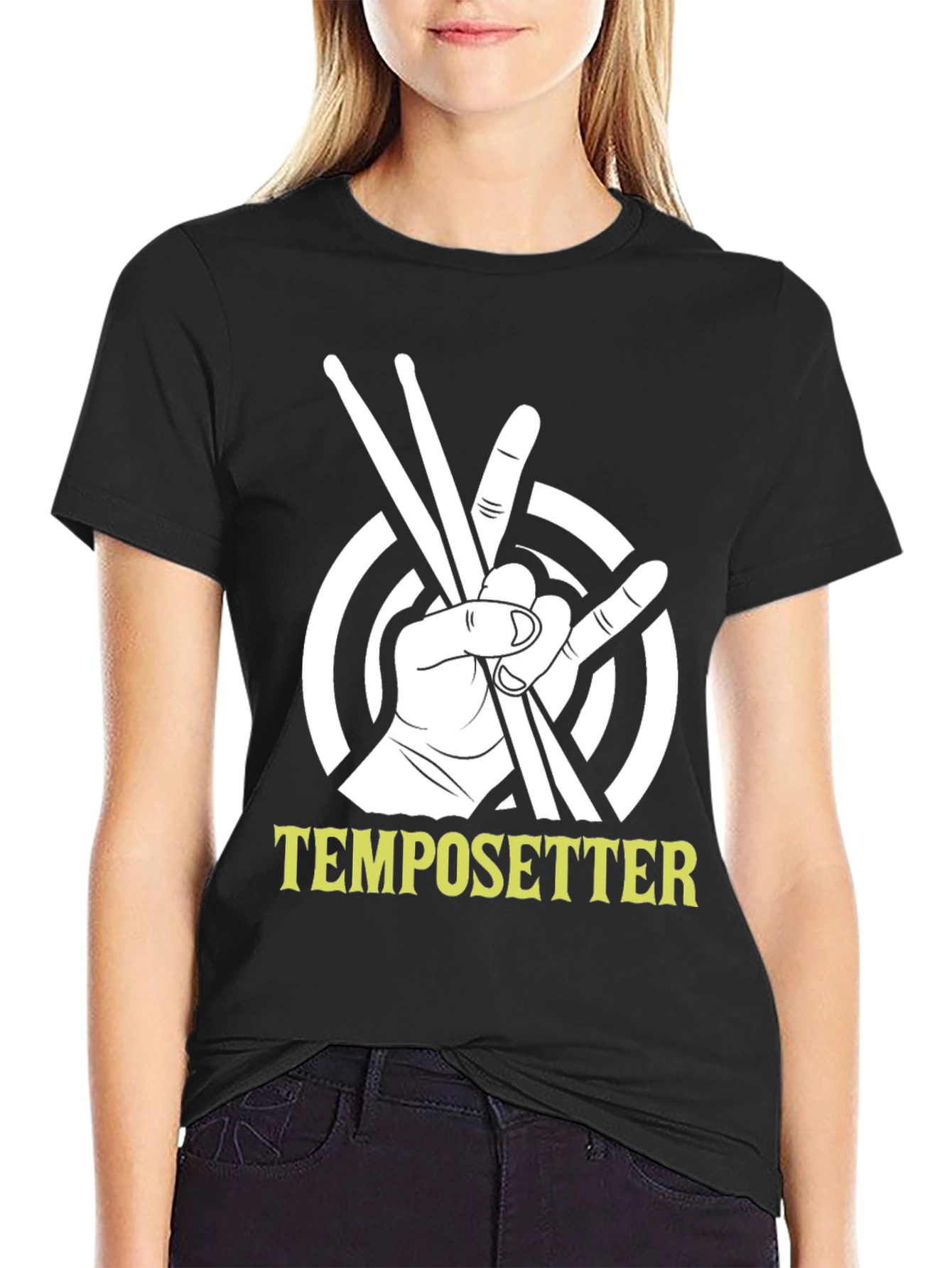 Tempo Setter T-Shirt - Drummer Hand Drumsticks Music Tee