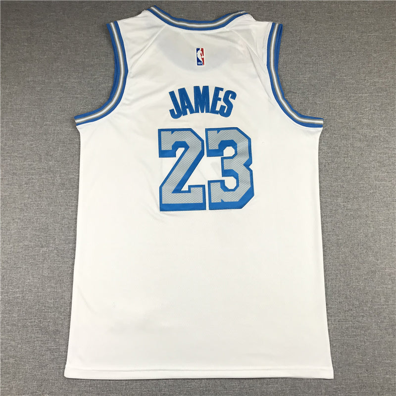 Men's Los Angeles Lakers LeBron James 2020/21 White Swingman Jerseys City Edition