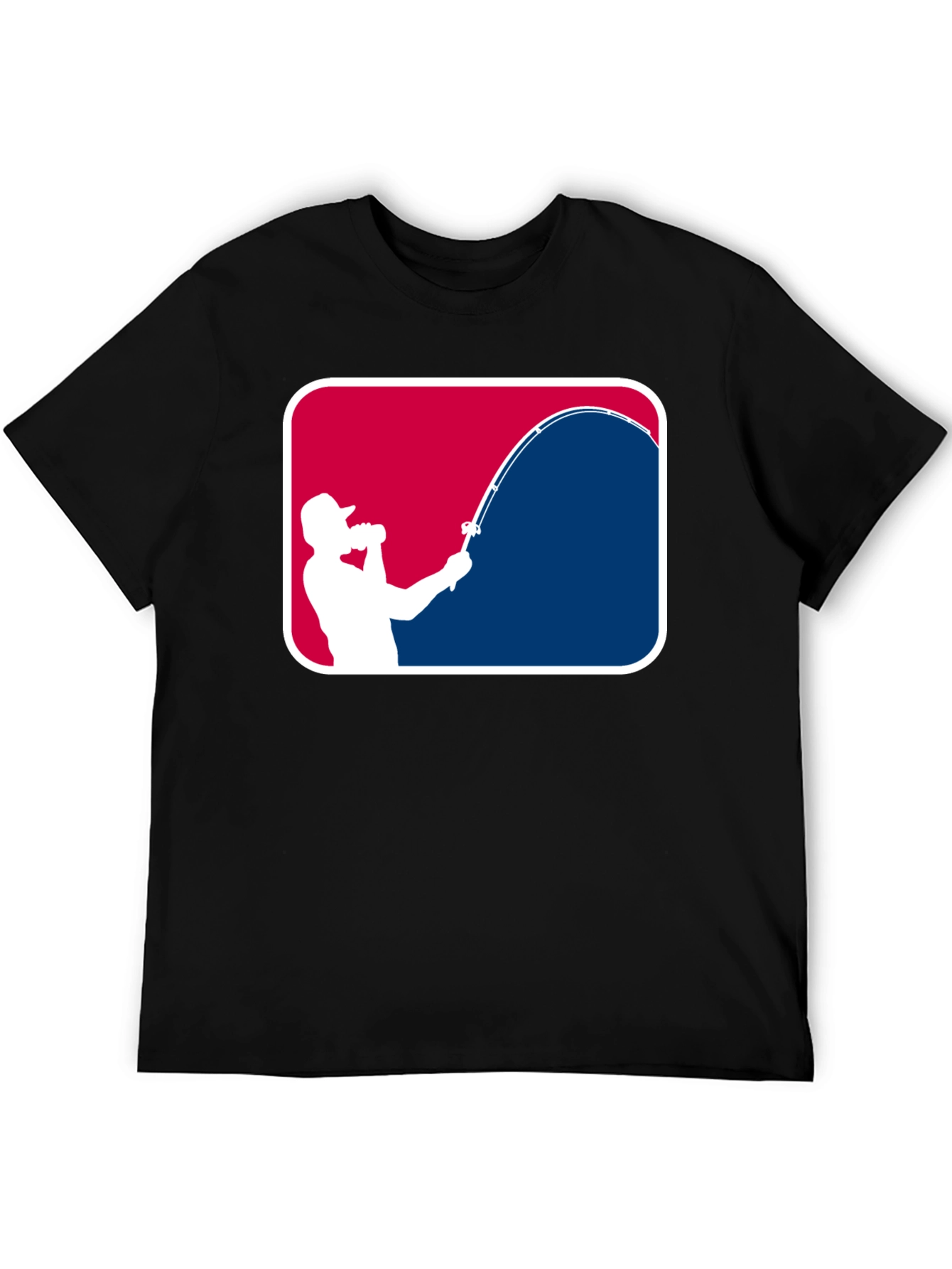 Fishing Silhouette Graphic Tee - Black Cotton Casual Shirt