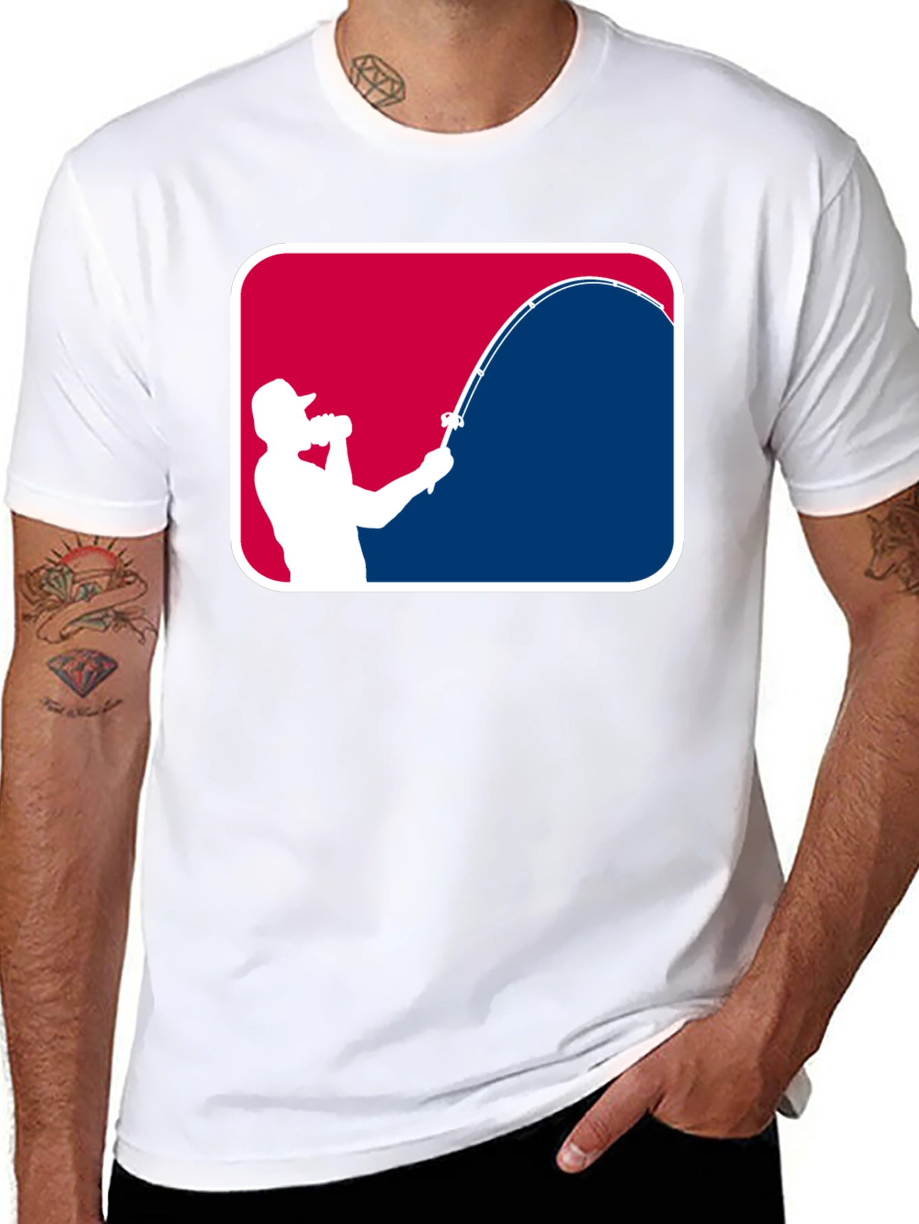 Fishing Silhouette Graphic Tee - Black Cotton Casual Shirt