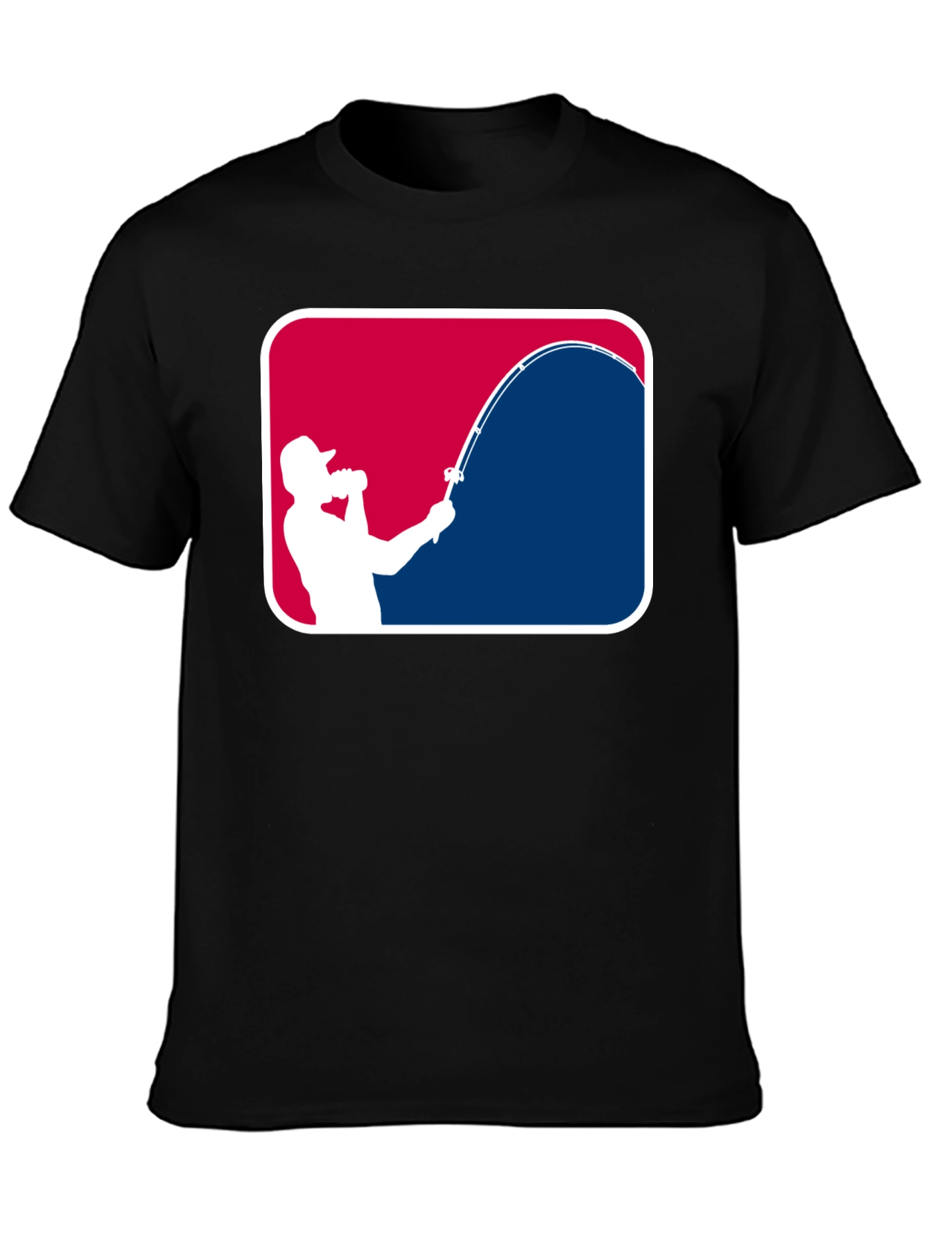 Fishing Silhouette Graphic Tee - Black Cotton Casual Shirt