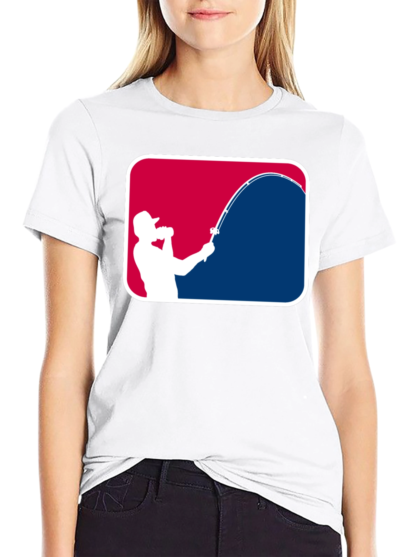 Fishing Silhouette Graphic Tee - Black Cotton Casual Shirt