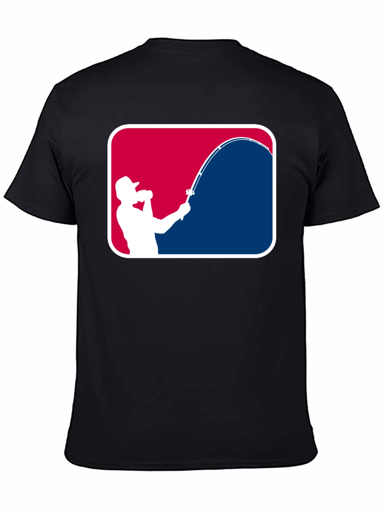 Fishing Silhouette Graphic Tee - Black Cotton Casual Shirt