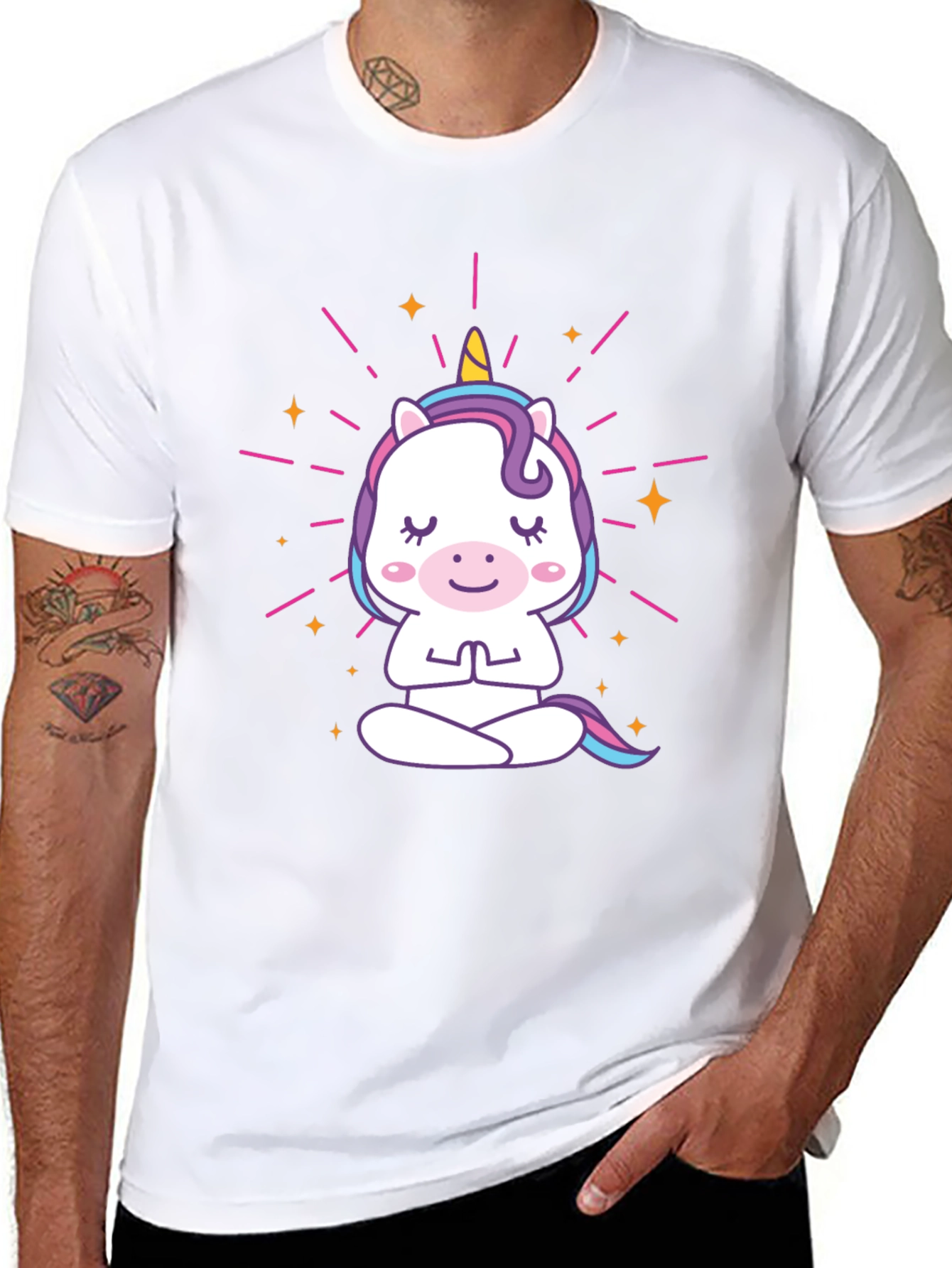Yoga Unicorn Graphic Black T-Shirt