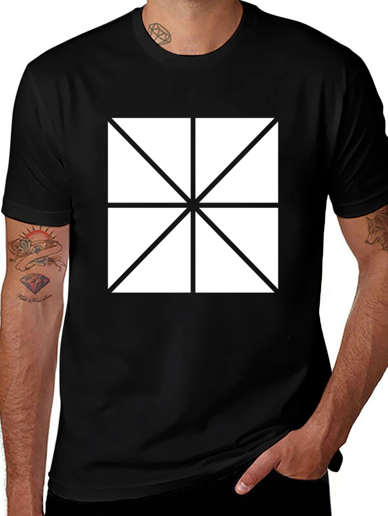 Geometric Pattern Tee - Modern Black T-Shirt