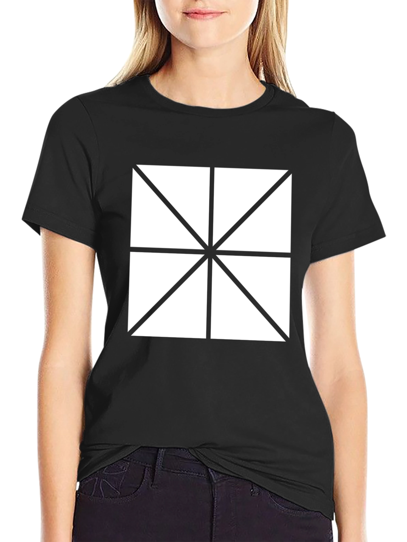 Geometric Pattern Tee - Modern Black T-Shirt