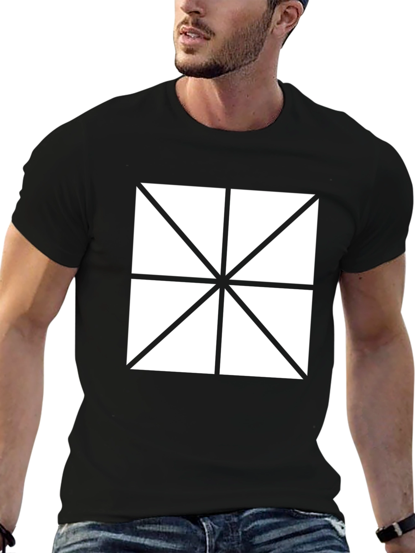 Geometric Pattern Tee - Modern Black T-Shirt