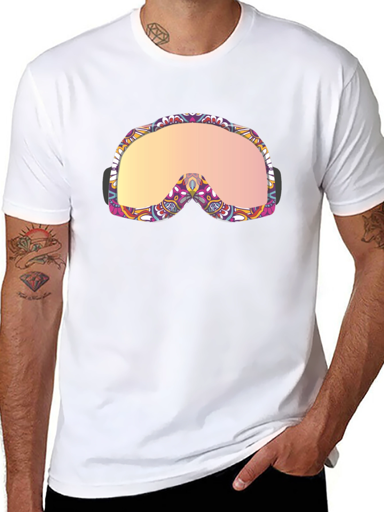 Funky Ski Goggles Graphic Tee - Black Cotton Blend