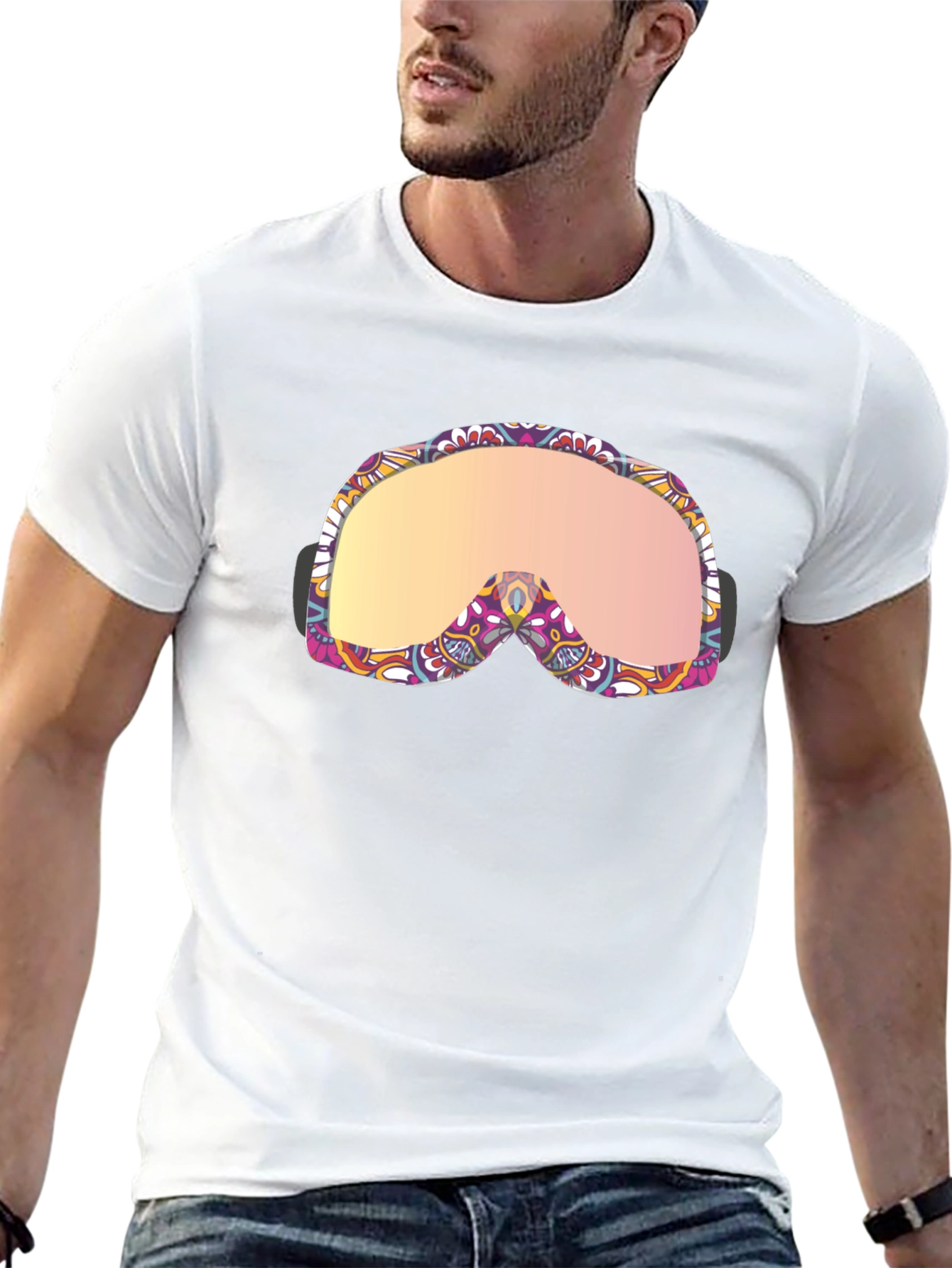 Funky Ski Goggles Graphic Tee - Black Cotton Blend