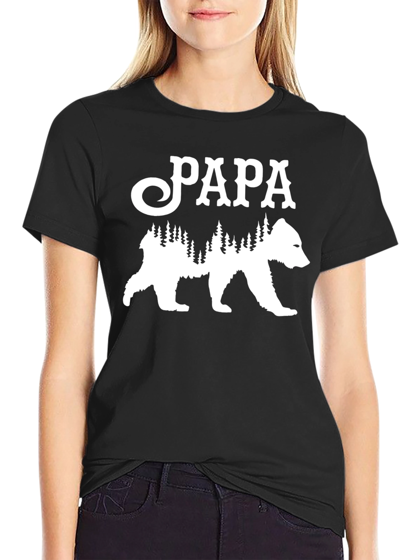 Papa Bear Forest Graphic Tee - Black