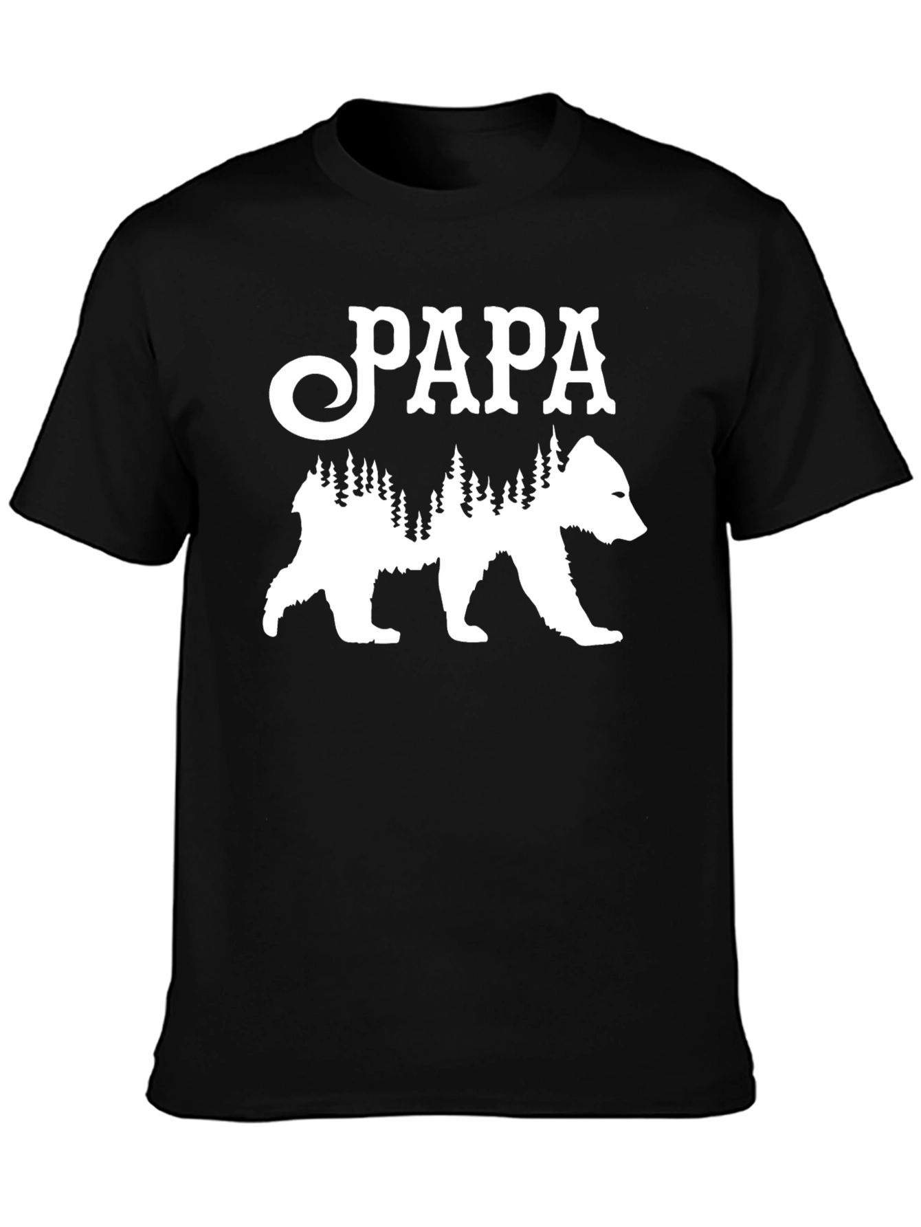 Papa Bear Forest Graphic Tee - Black