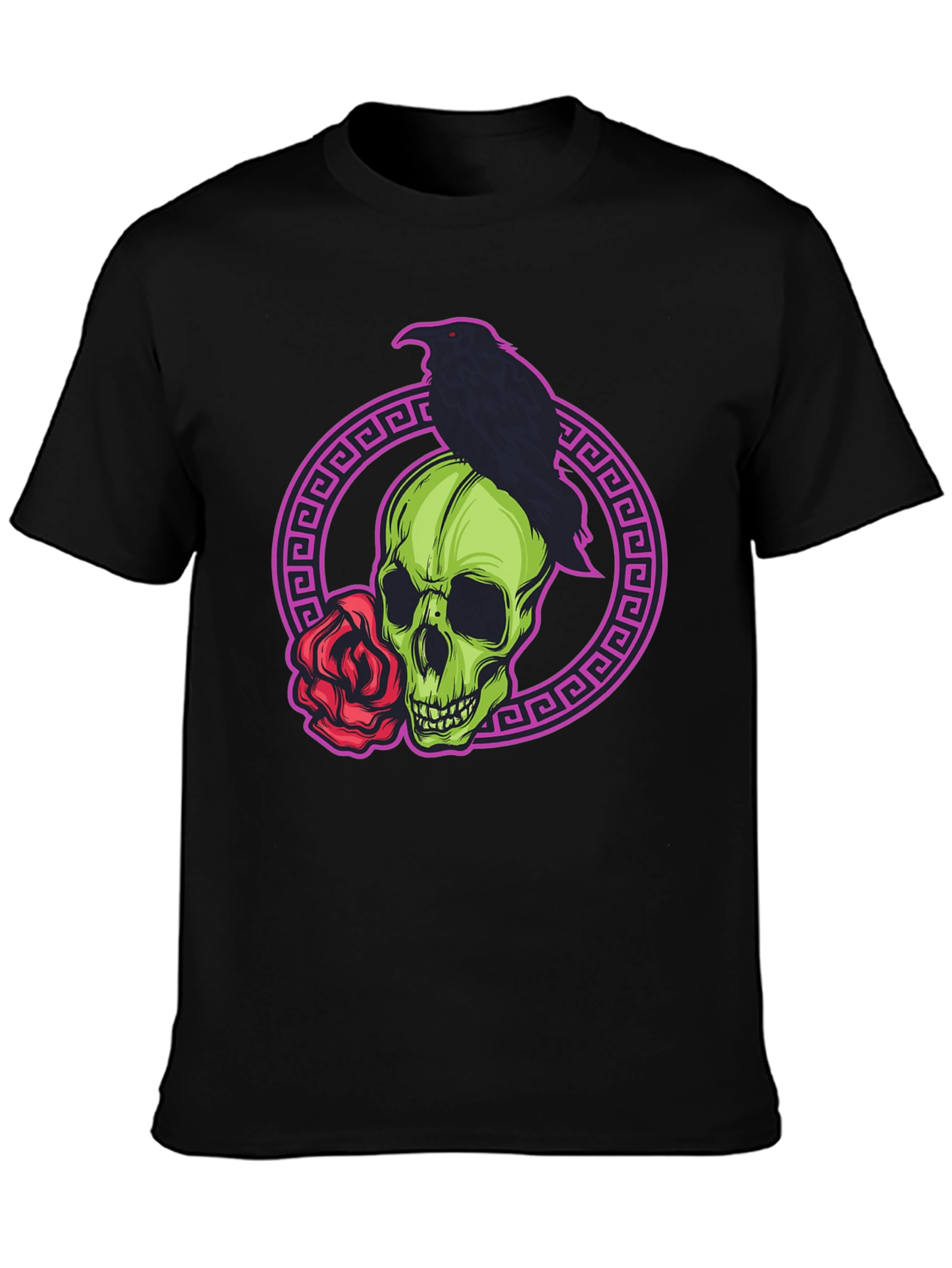 Skull Raven Rose Graphic T-Shirt