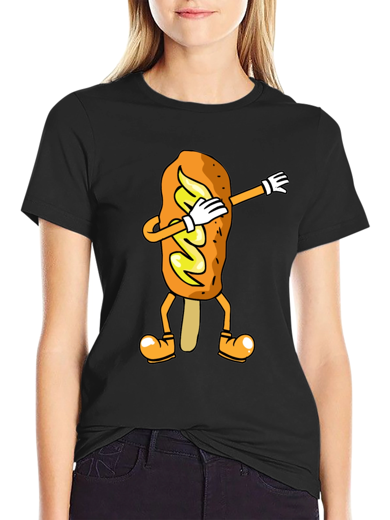 Dabbing Corn Dog Graphic T-Shirt