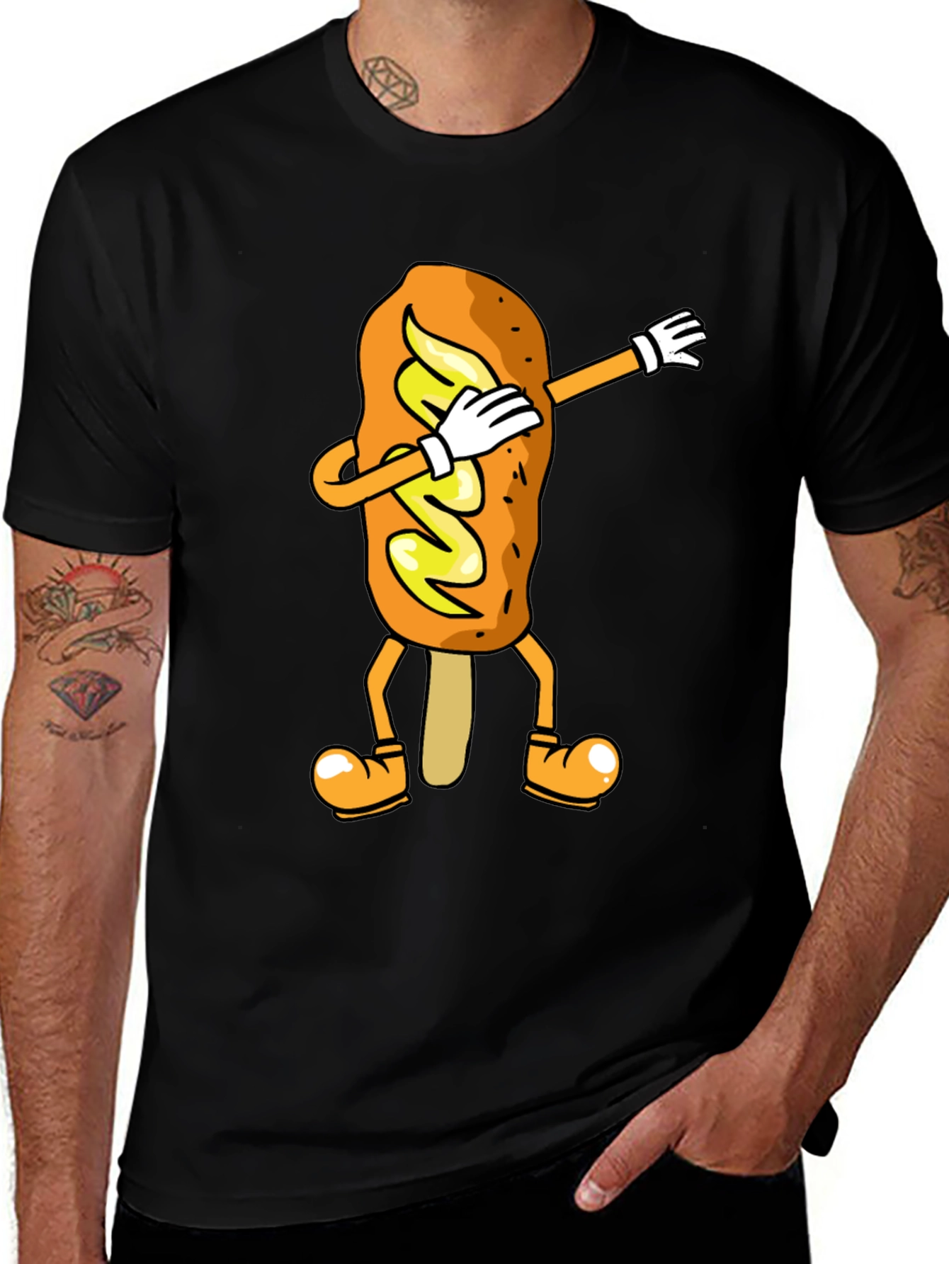 Dabbing Corn Dog Graphic T-Shirt