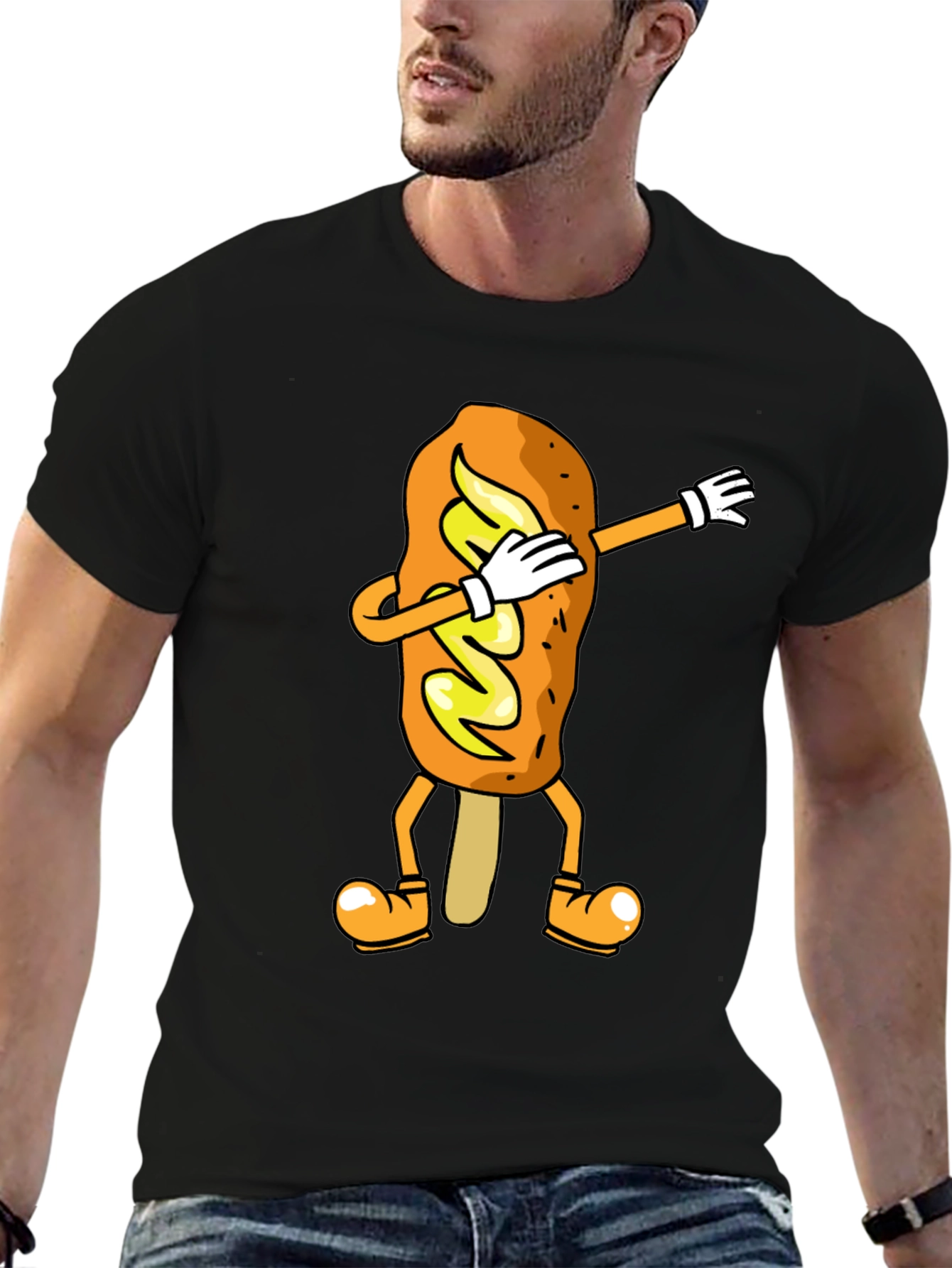 Dabbing Corn Dog Graphic T-Shirt