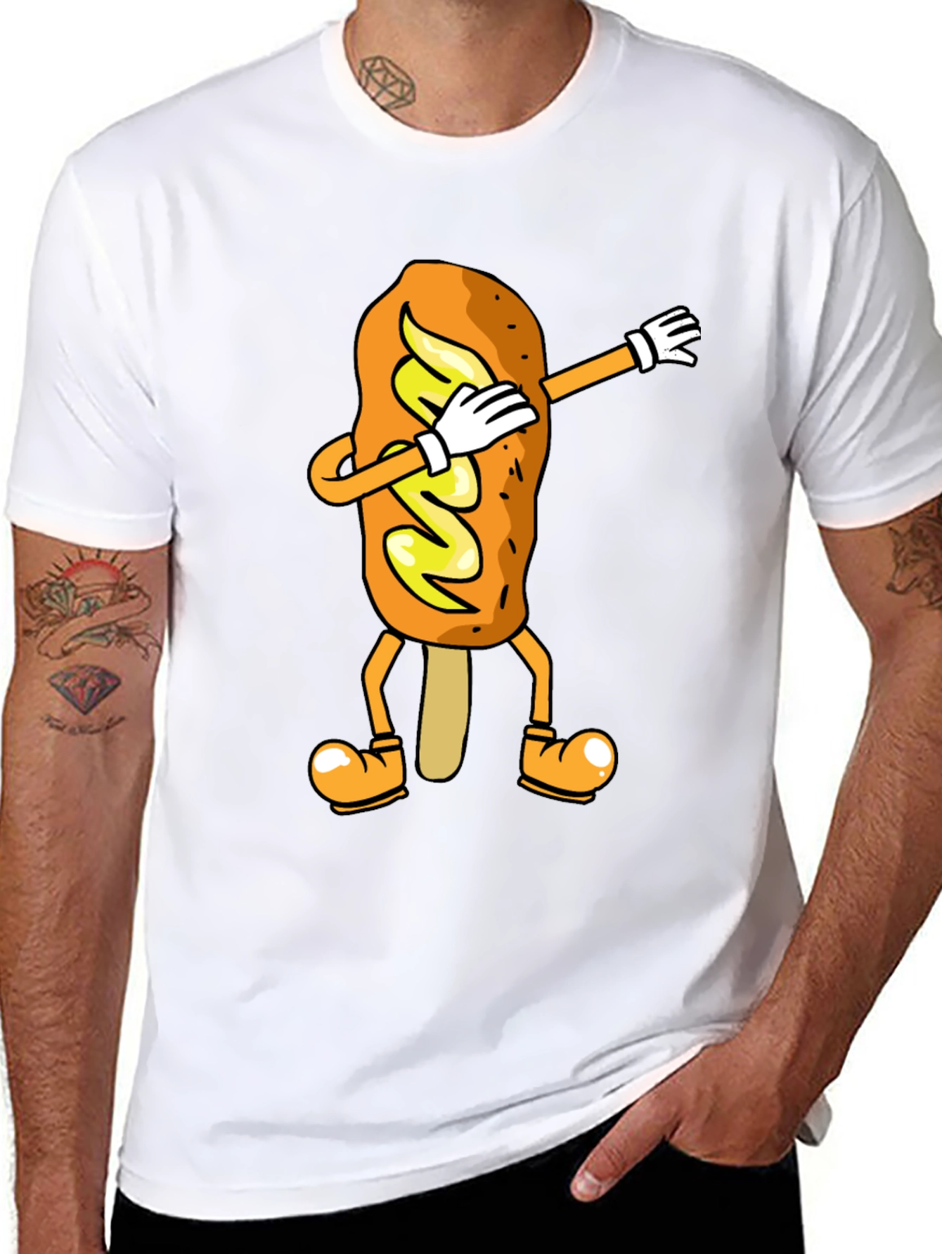 Dabbing Corn Dog Graphic T-Shirt