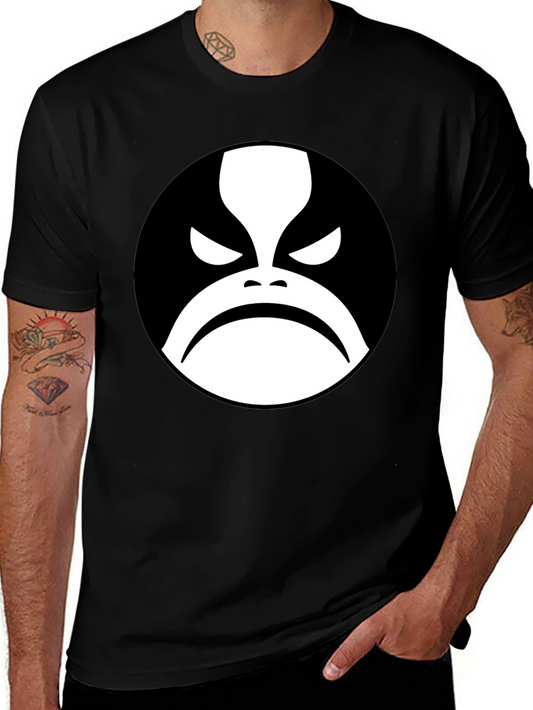 Black T-Shirt with Graphic Face Design