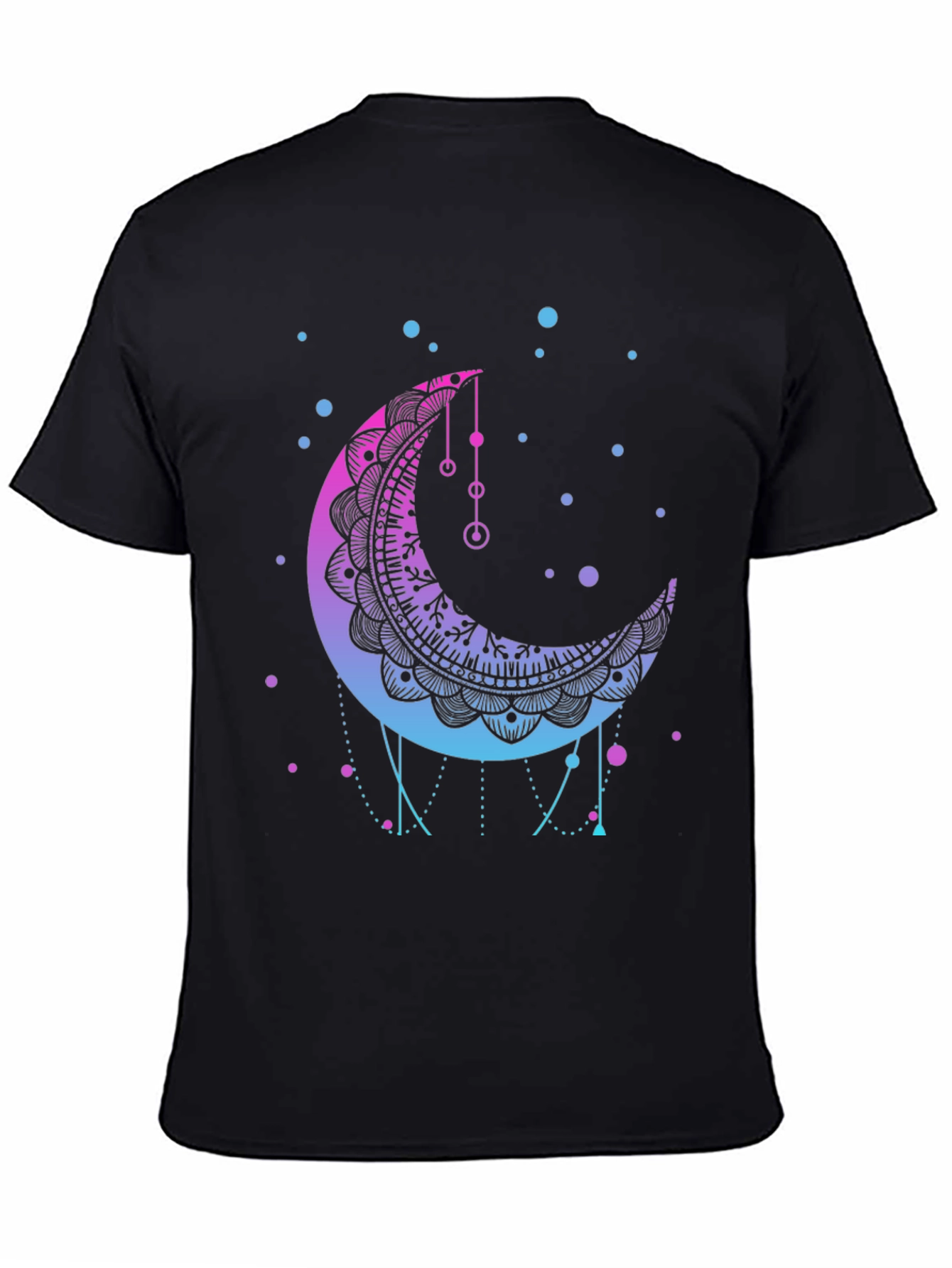 Mystic Moon Mandala Graphic Tee - Black