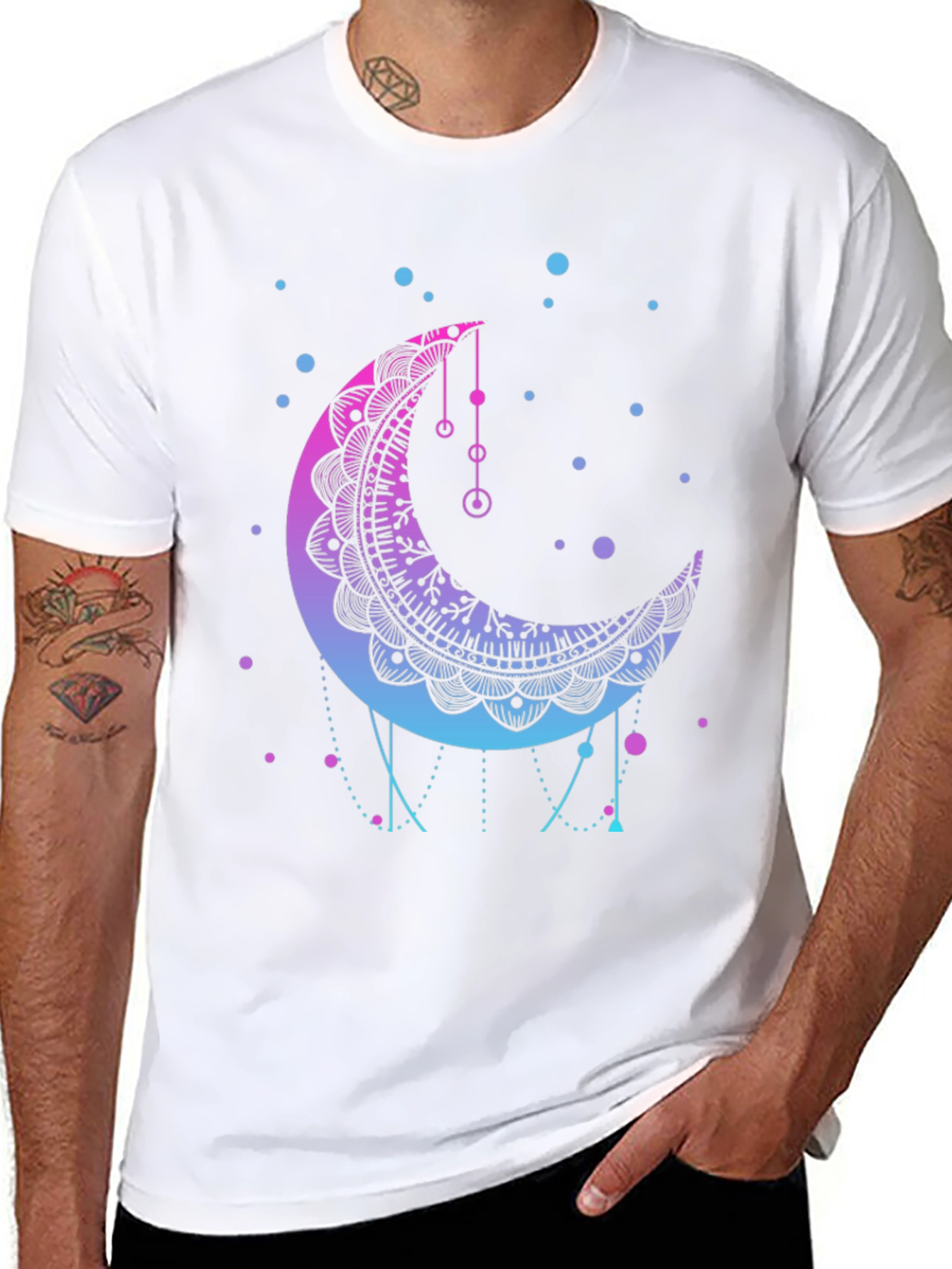 Mystic Moon Mandala Graphic Tee - Black