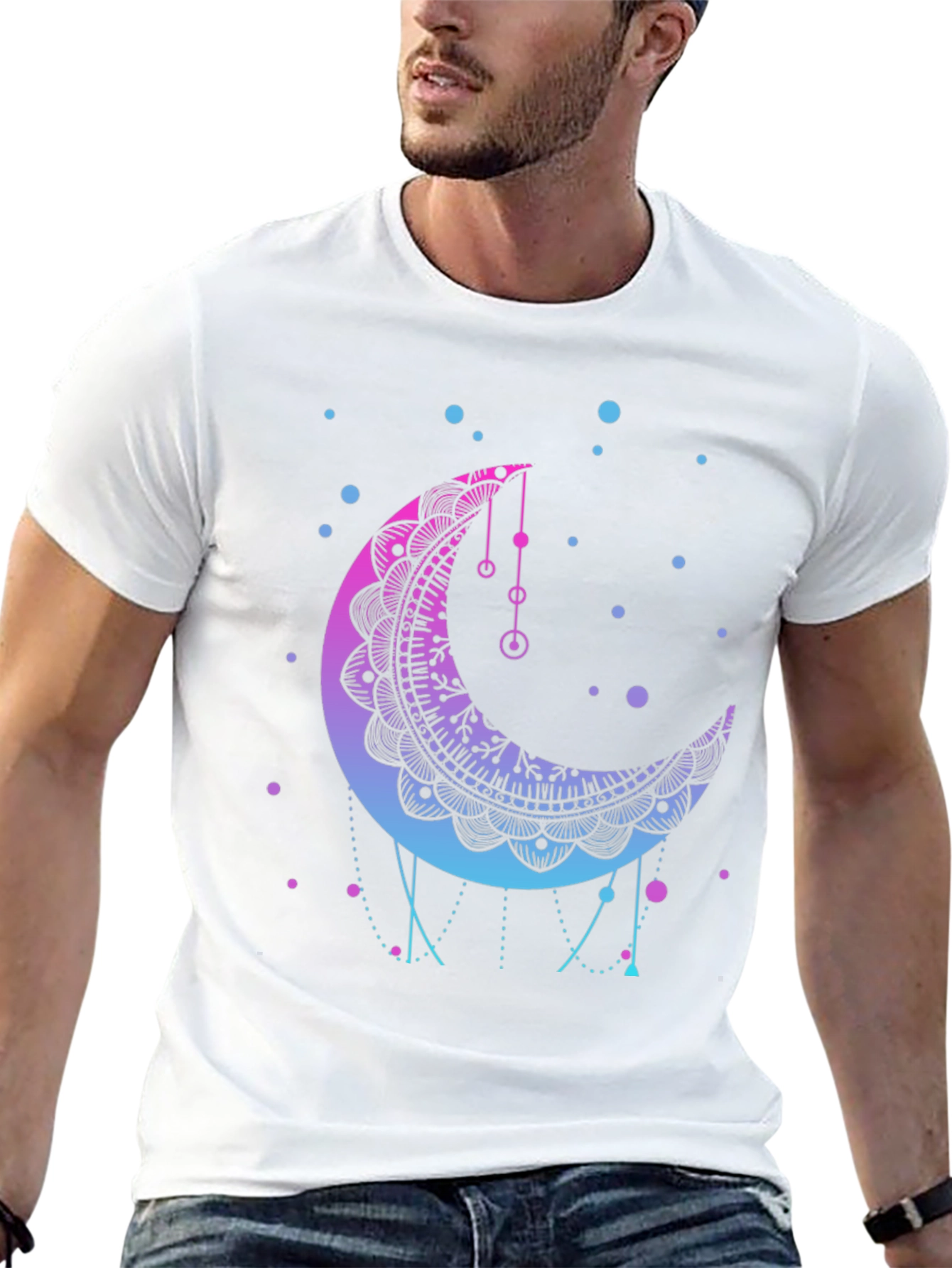 Mystic Moon Mandala Graphic Tee - Black