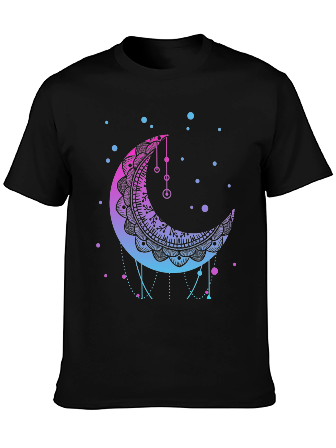 Mystic Moon Mandala Graphic Tee - Black