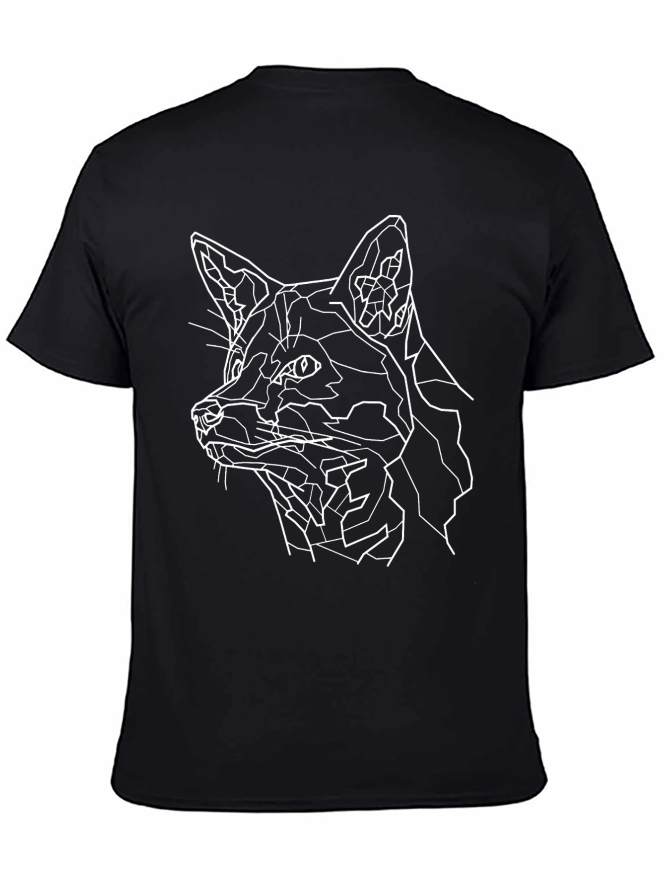 Geometric Fox Graphic Print Black T-Shirt
