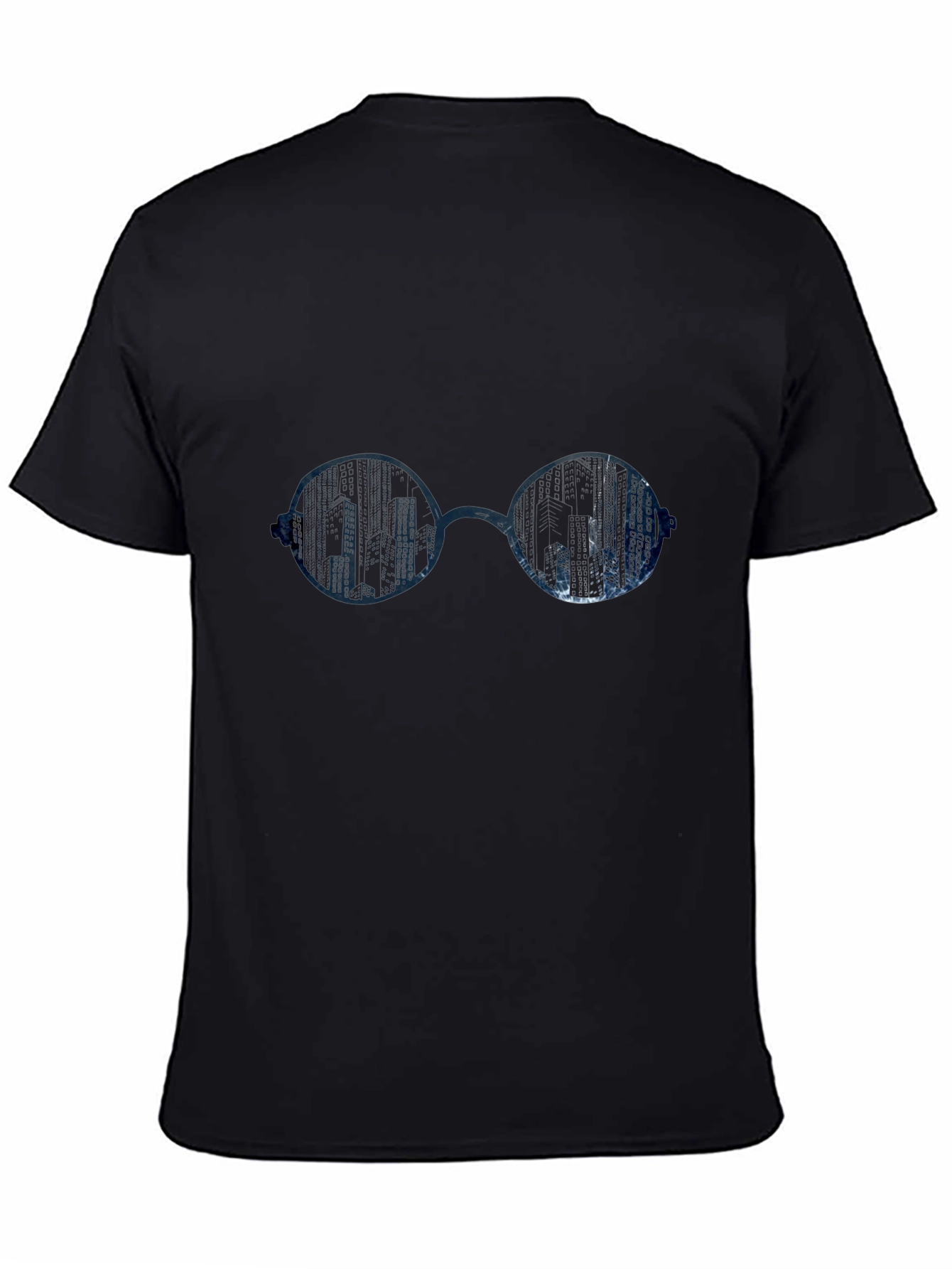 Cityscape Glasses Graphic Tee - Cool Mens Black T-Shirt