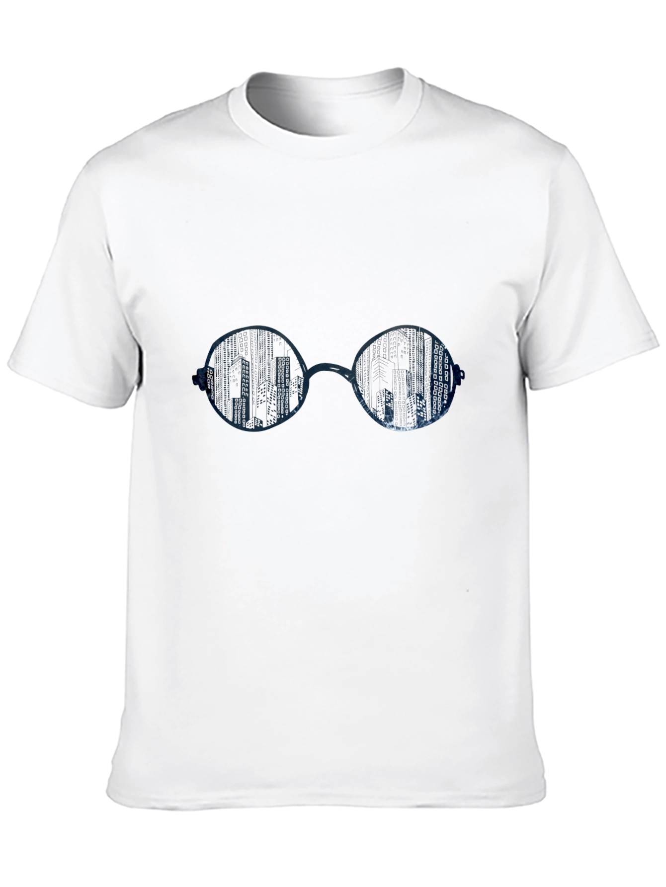 Cityscape Glasses Graphic Tee - Cool Mens Black T-Shirt
