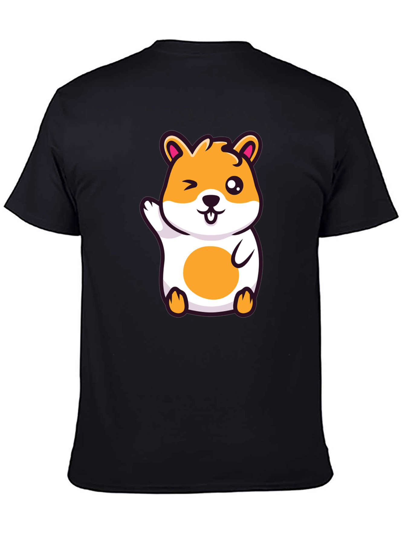 Cute Hamster Graphic Black T-Shirt