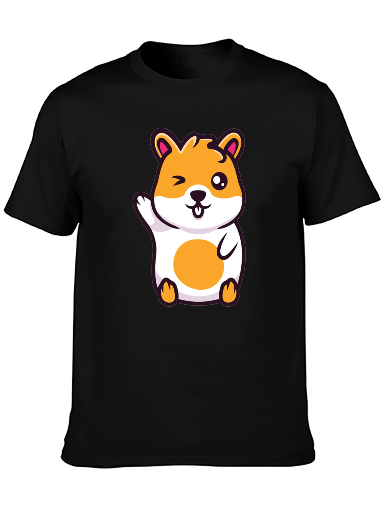 Cute Hamster Graphic Black T-Shirt