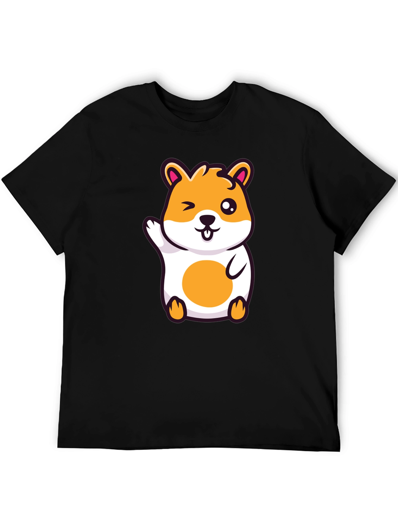 Cute Hamster Graphic Black T-Shirt