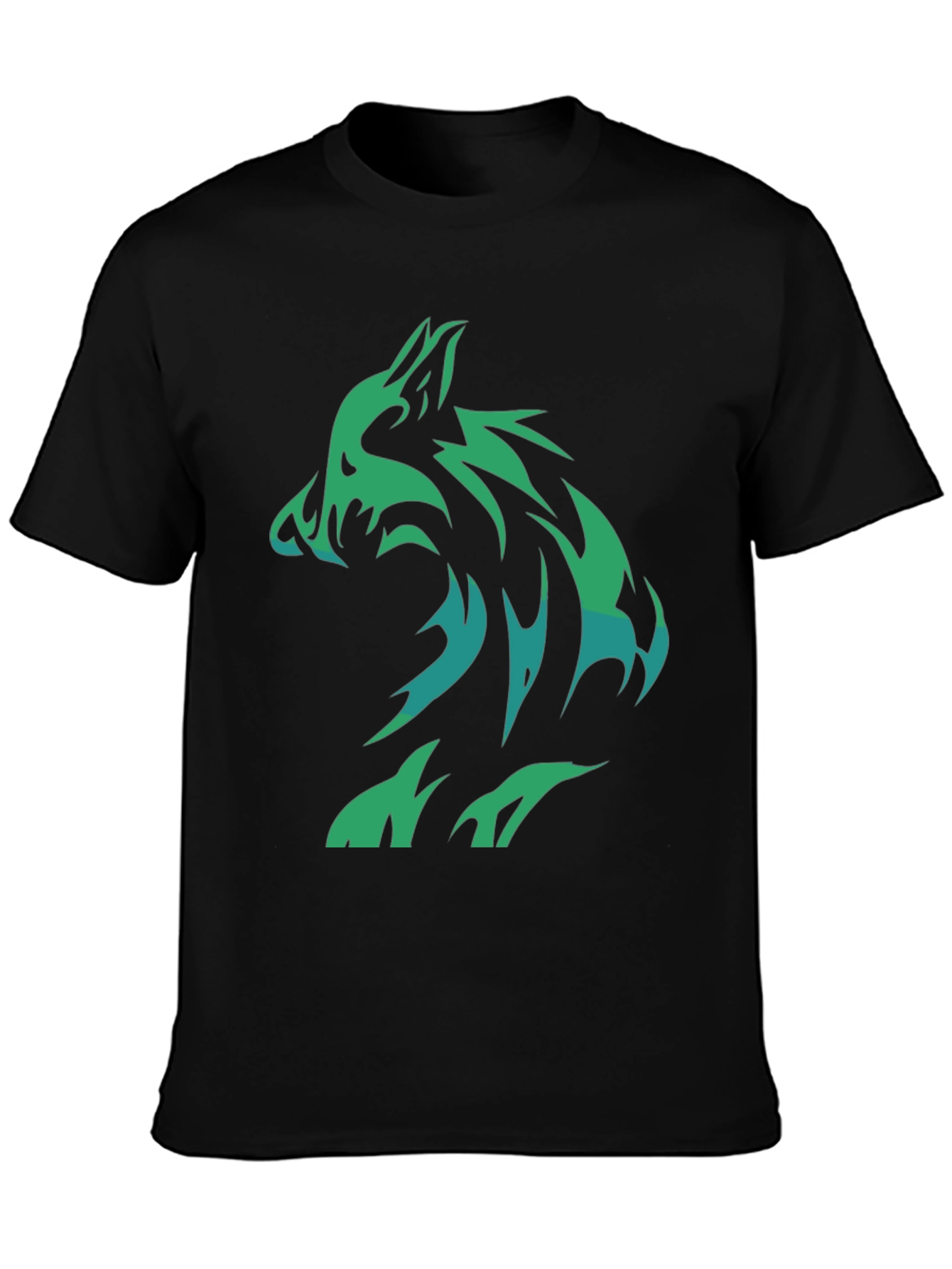 Tribal Wolf Graphic Tee - Black