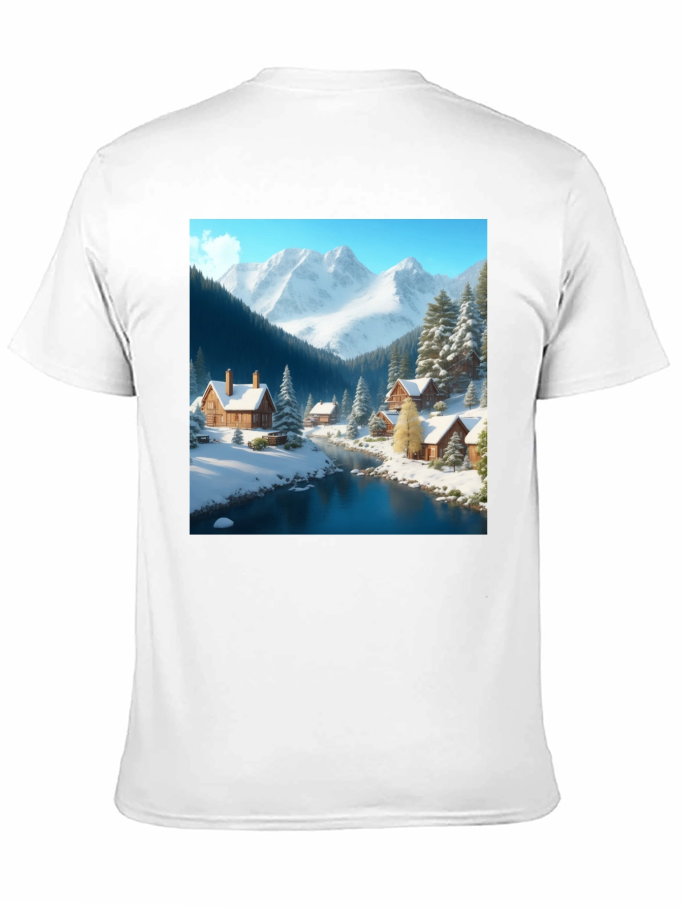 Winter Cabin Scene Graphic Tee