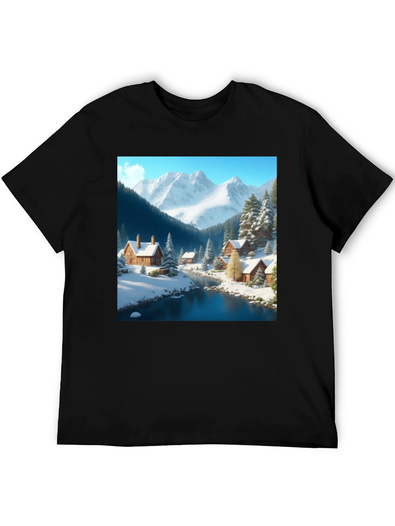 Winter Cabin Scene Graphic Tee
