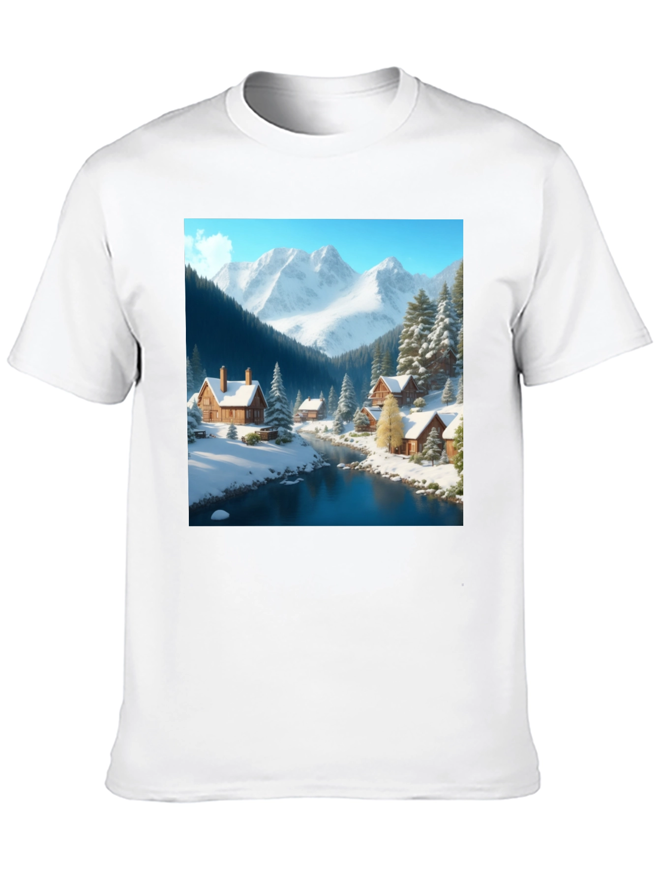 Winter Cabin Scene Graphic Tee