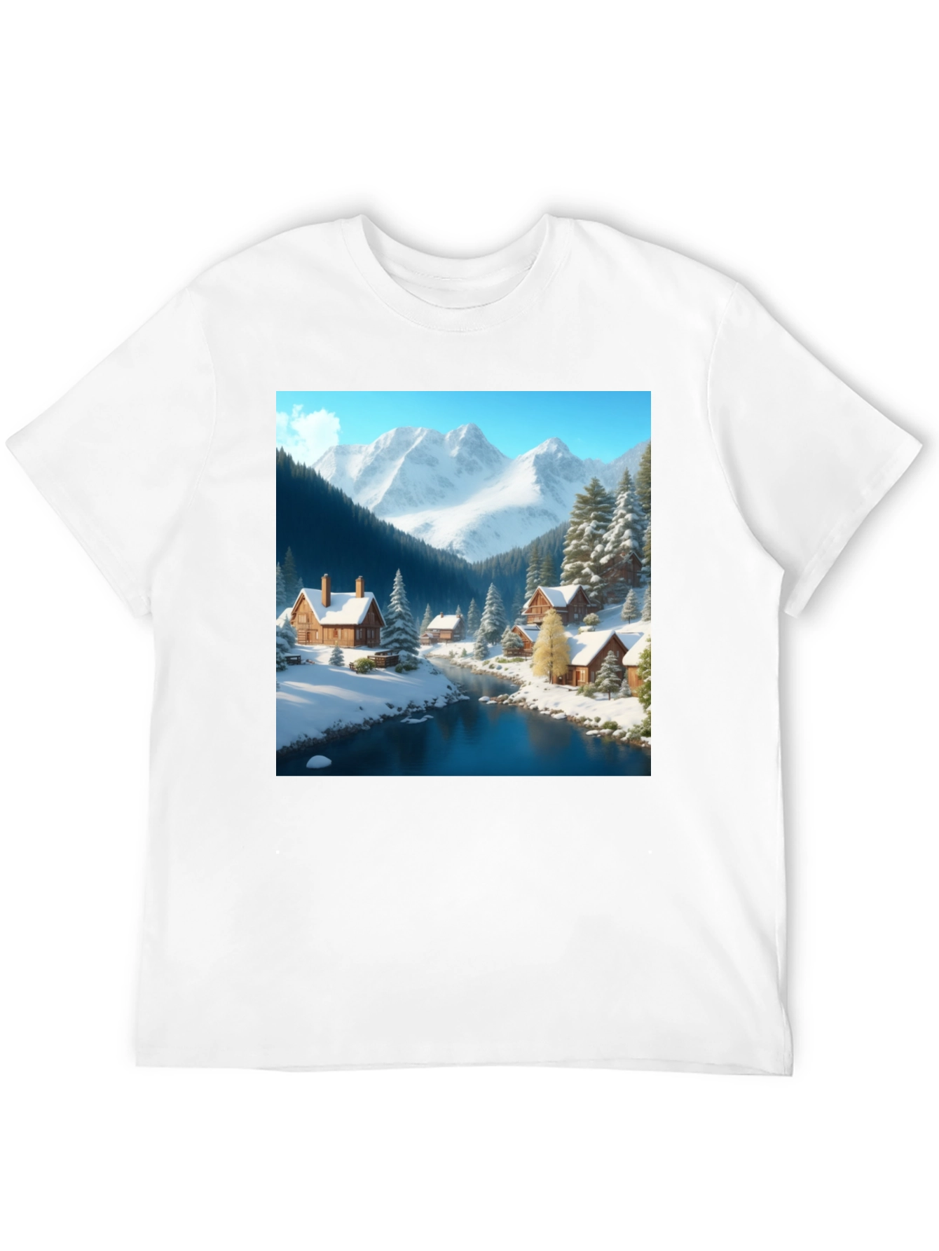 Winter Cabin Scene Graphic Tee