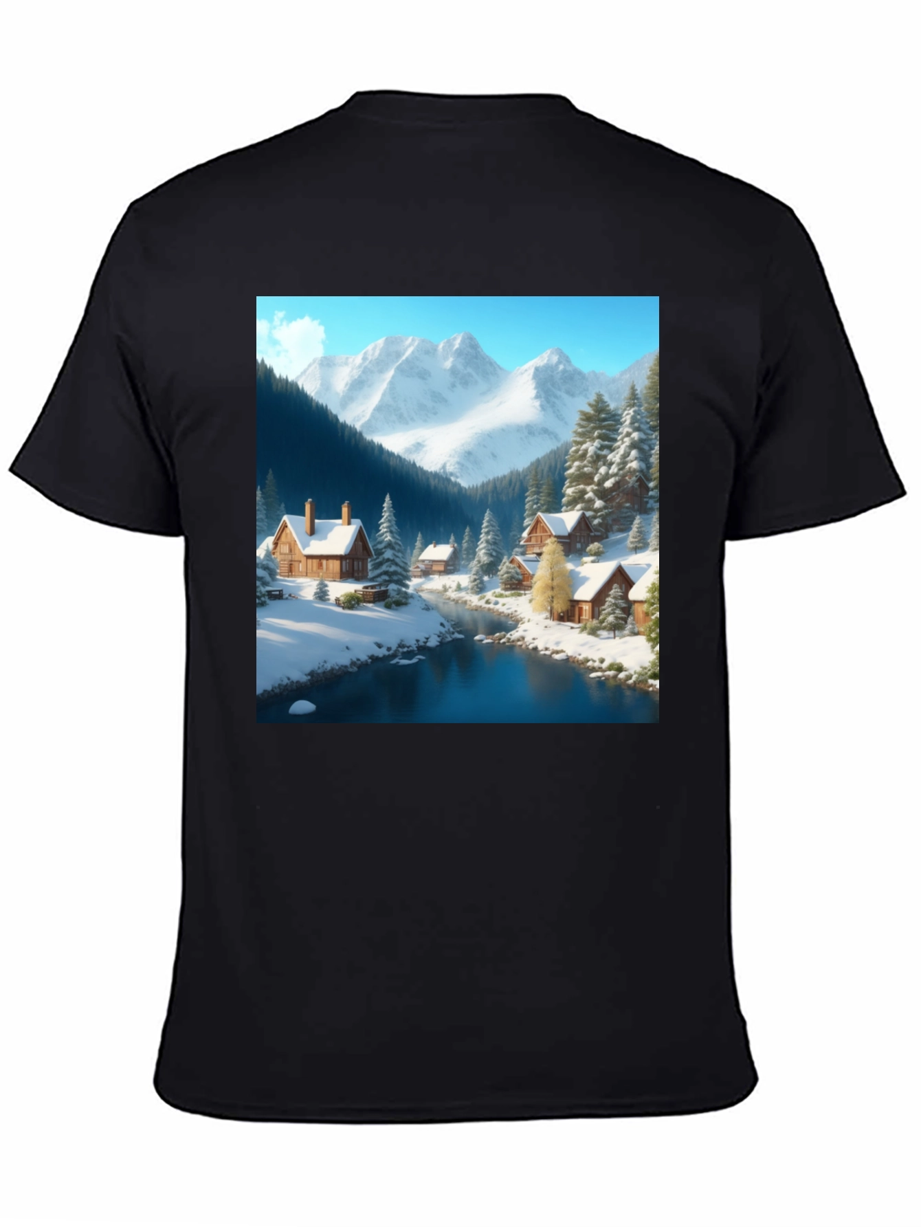 Winter Cabin Scene Graphic Tee