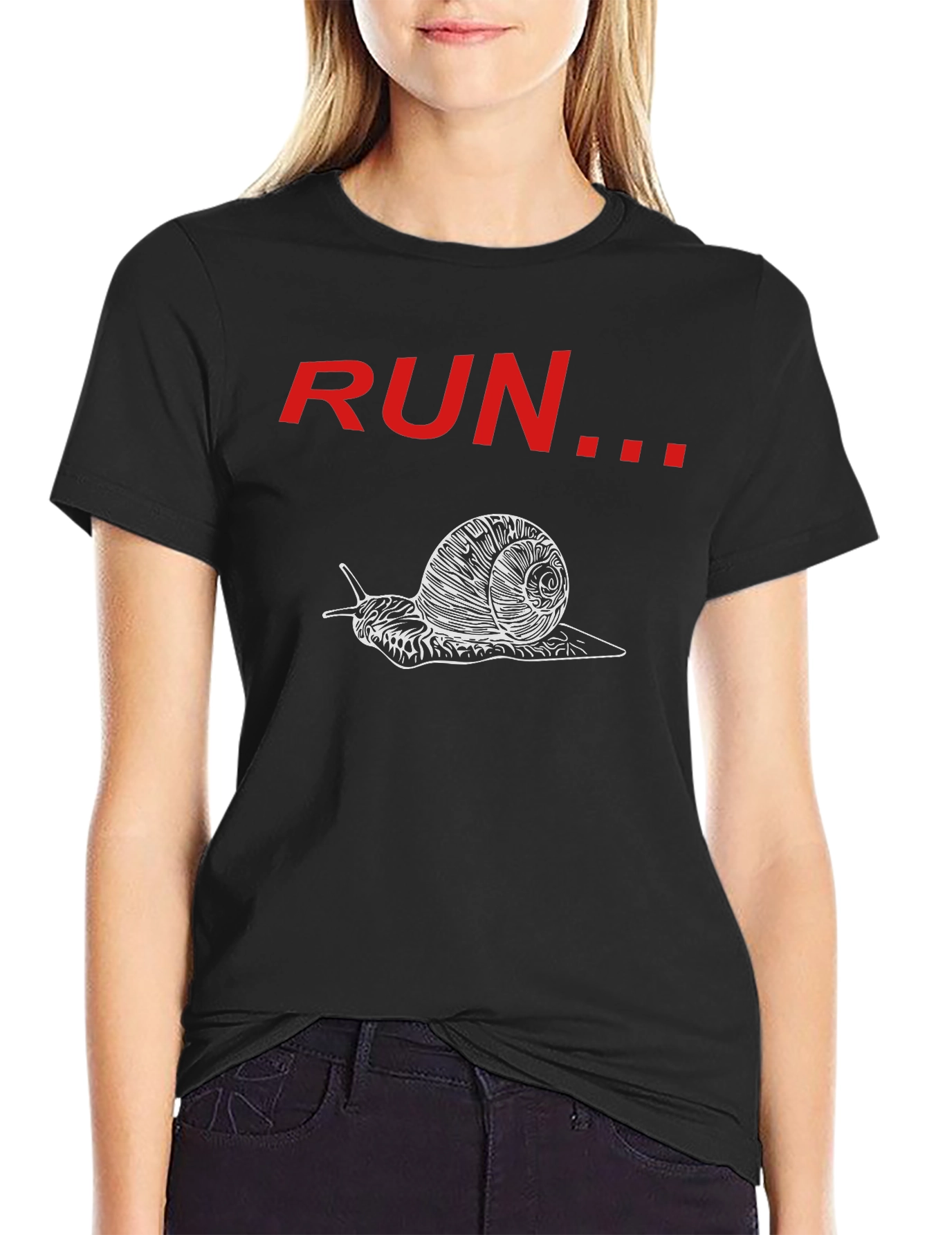 Run Snail Graphic Tee - Black Cotton T-Shirt