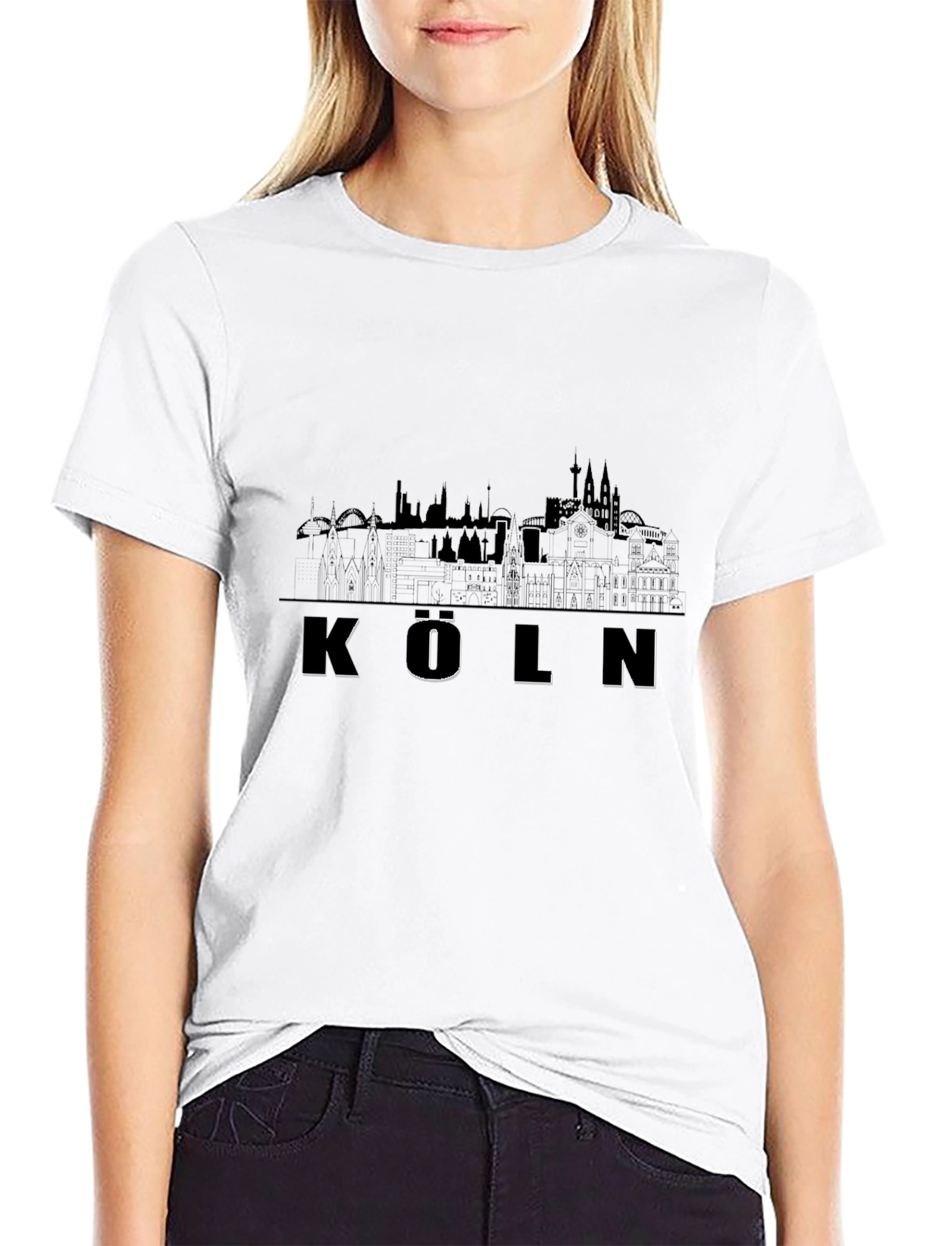 Köln City Skyline Black T-Shirt