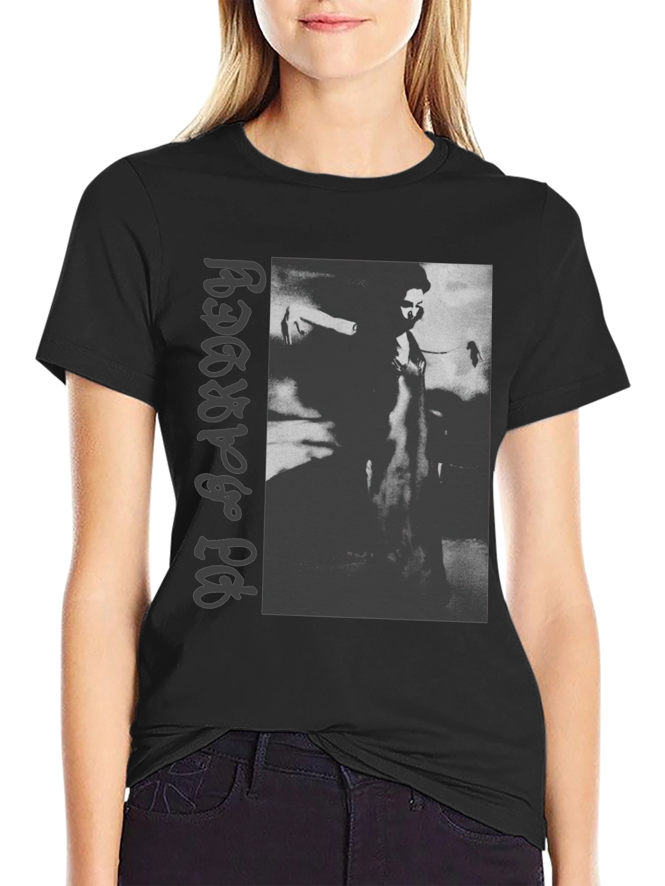 PJ Harvey Graphic Print Black Tee