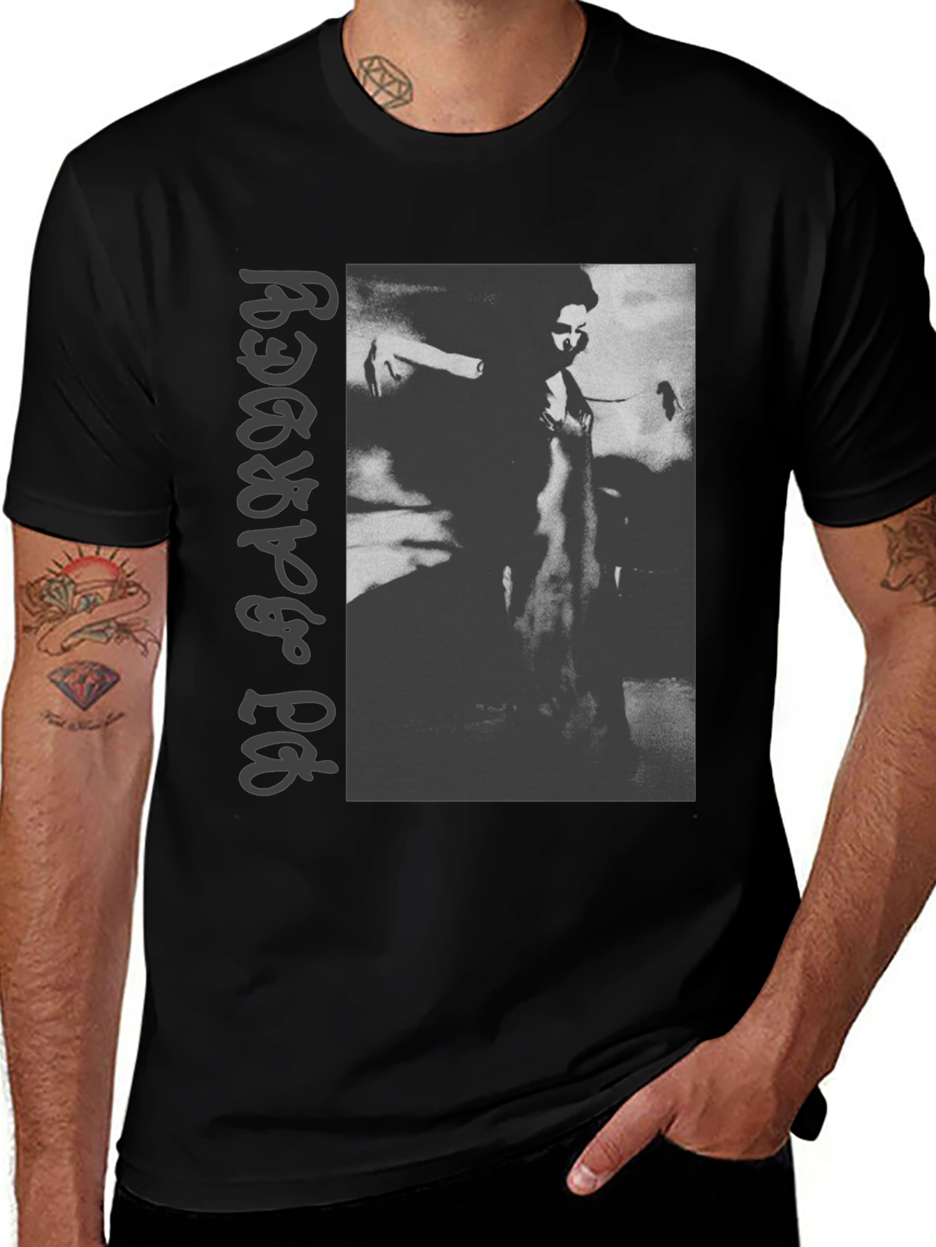 PJ Harvey Graphic Print Black Tee