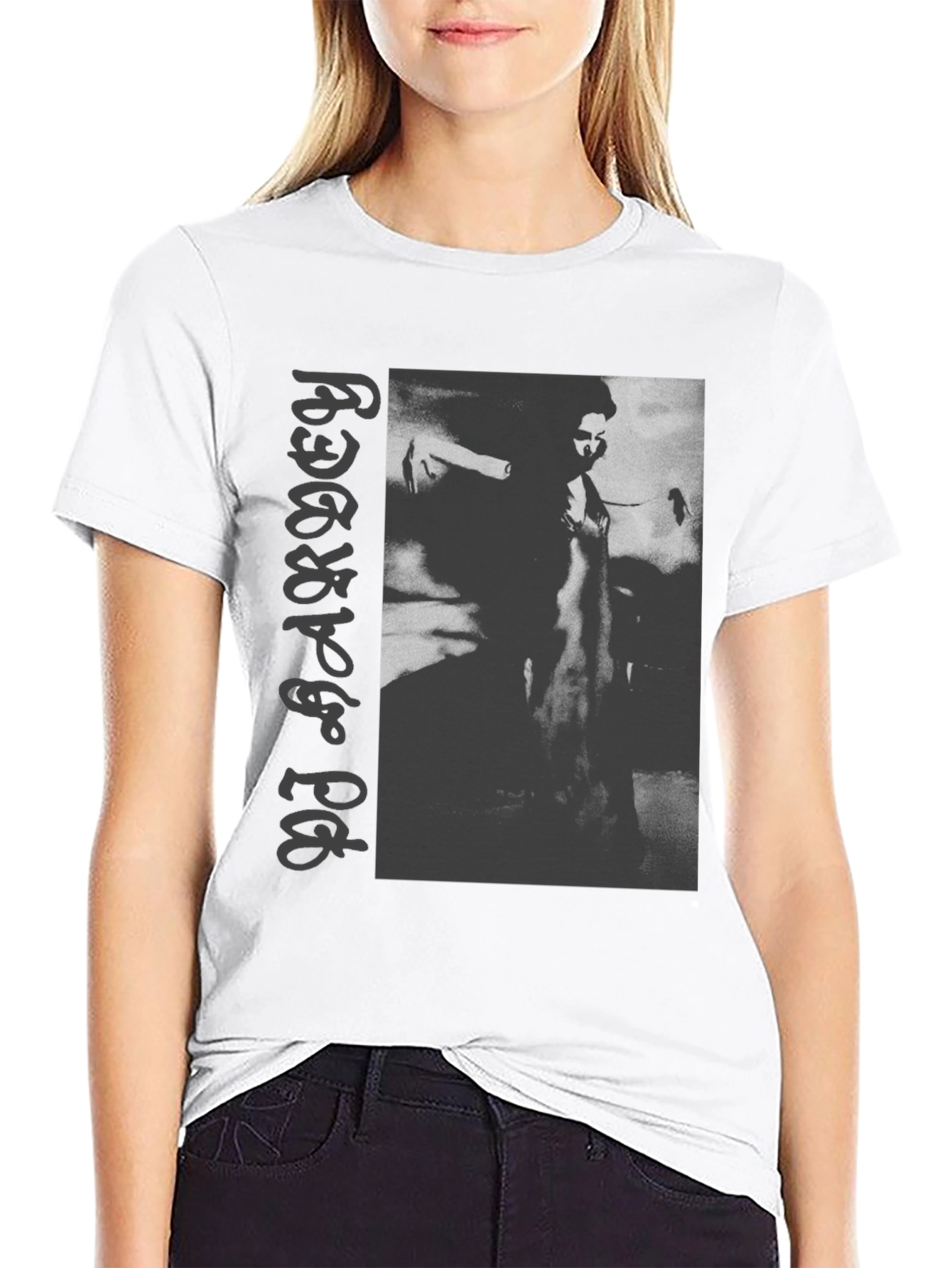 PJ Harvey Graphic Print Black Tee
